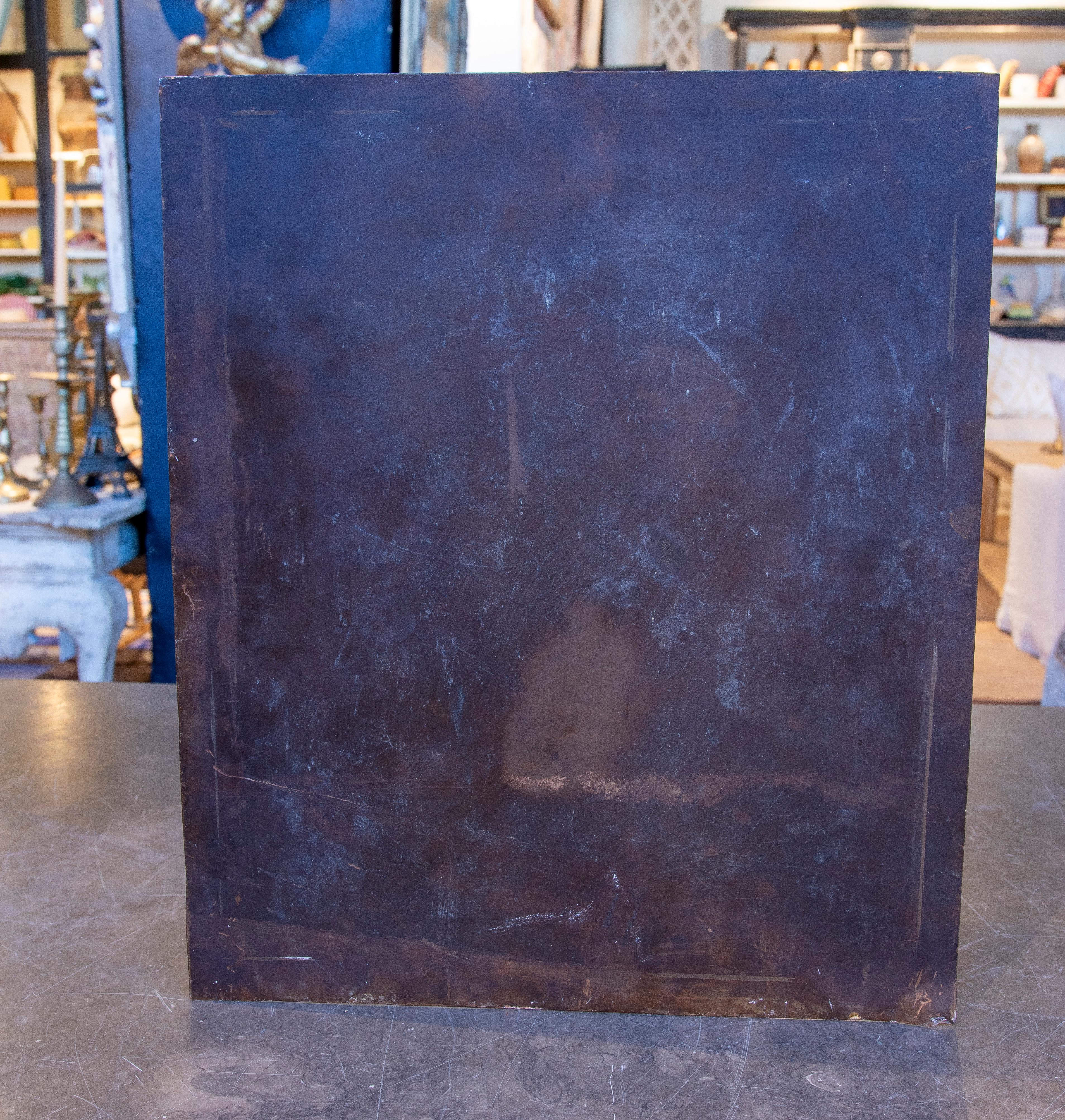 1850s Antique Portrait of a Woman on a Copper Plate In Good Condition For Sale In Marbella, ES