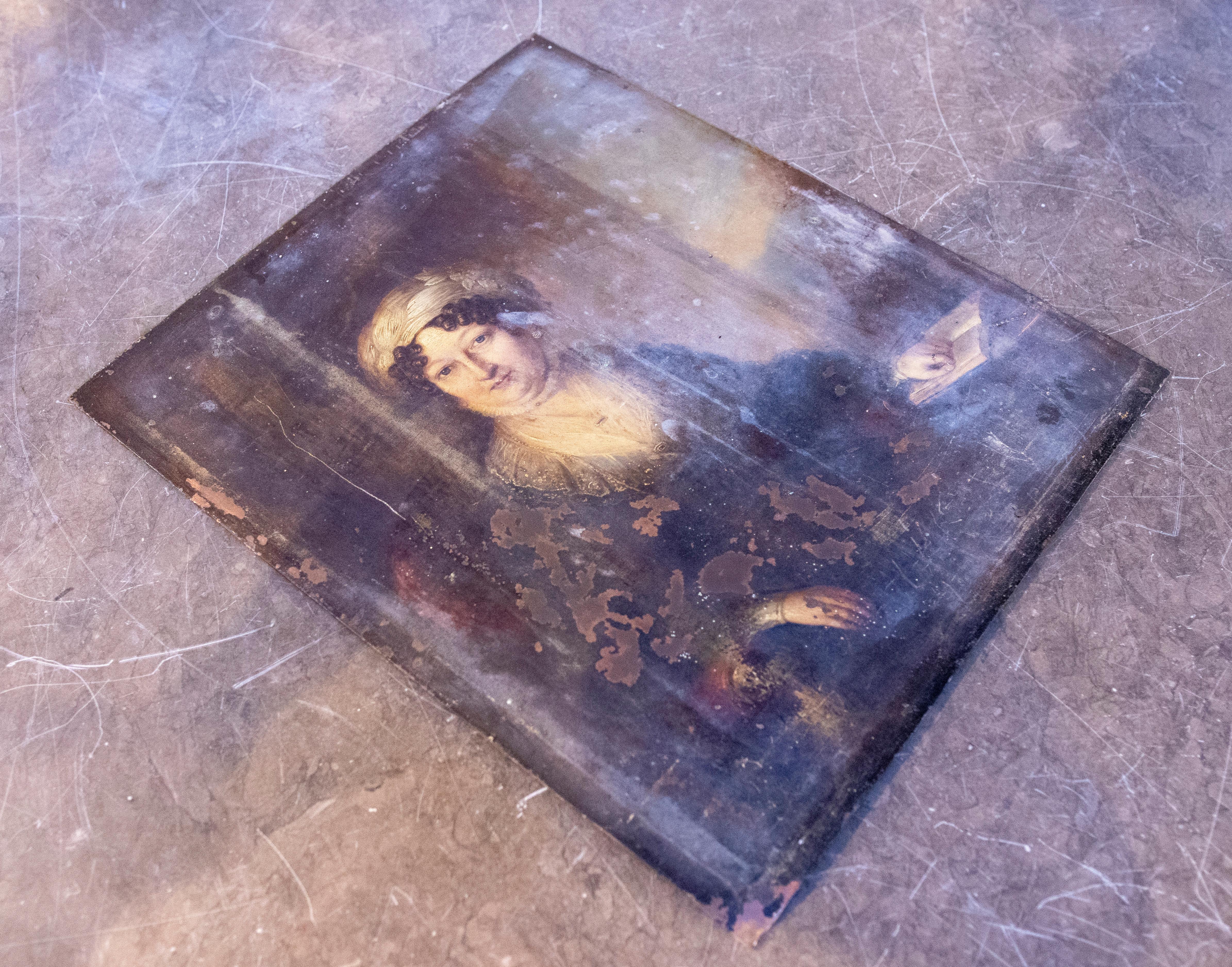 20th Century 1850s Antique Portrait of a Woman on a Copper Plate For Sale