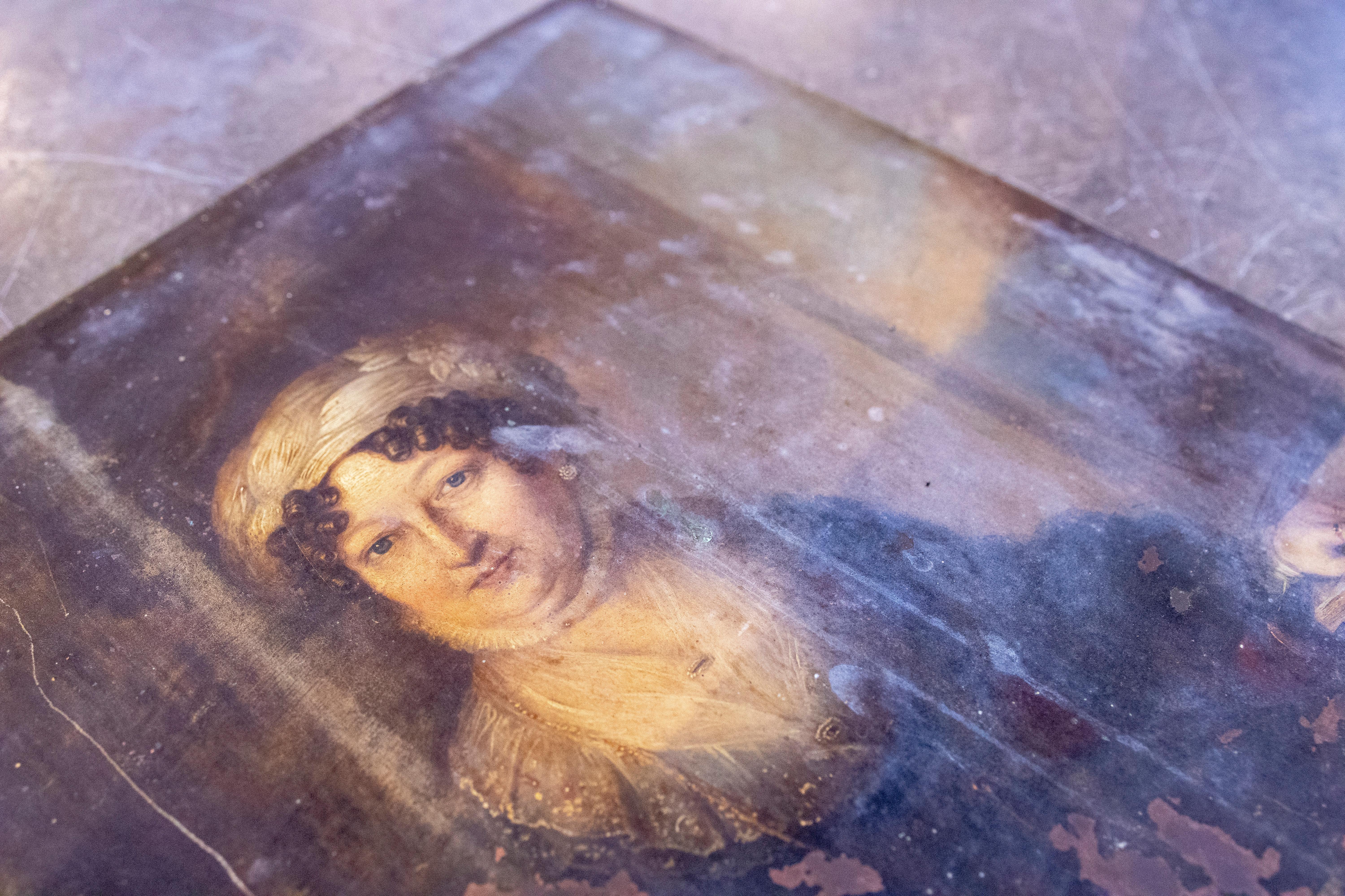 1850s Antique Portrait of a Woman on a Copper Plate For Sale 1