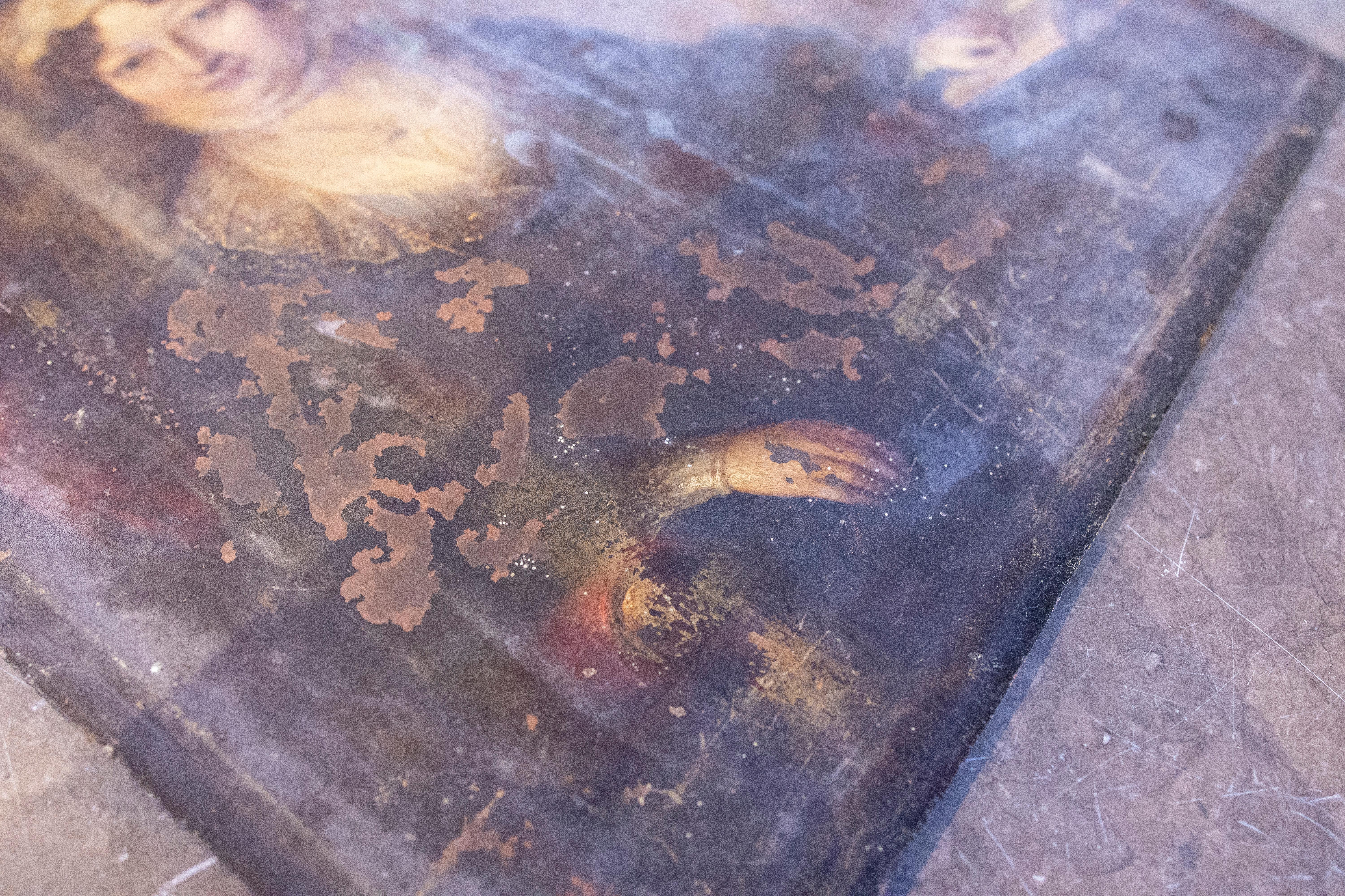 1850s Antique Portrait of a Woman on a Copper Plate For Sale 2