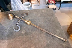 1850s Antique Roman Iron Balance with Brass Weight