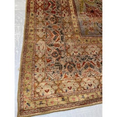1850s Antique Silk Turkish Floral Rug 12'x9'