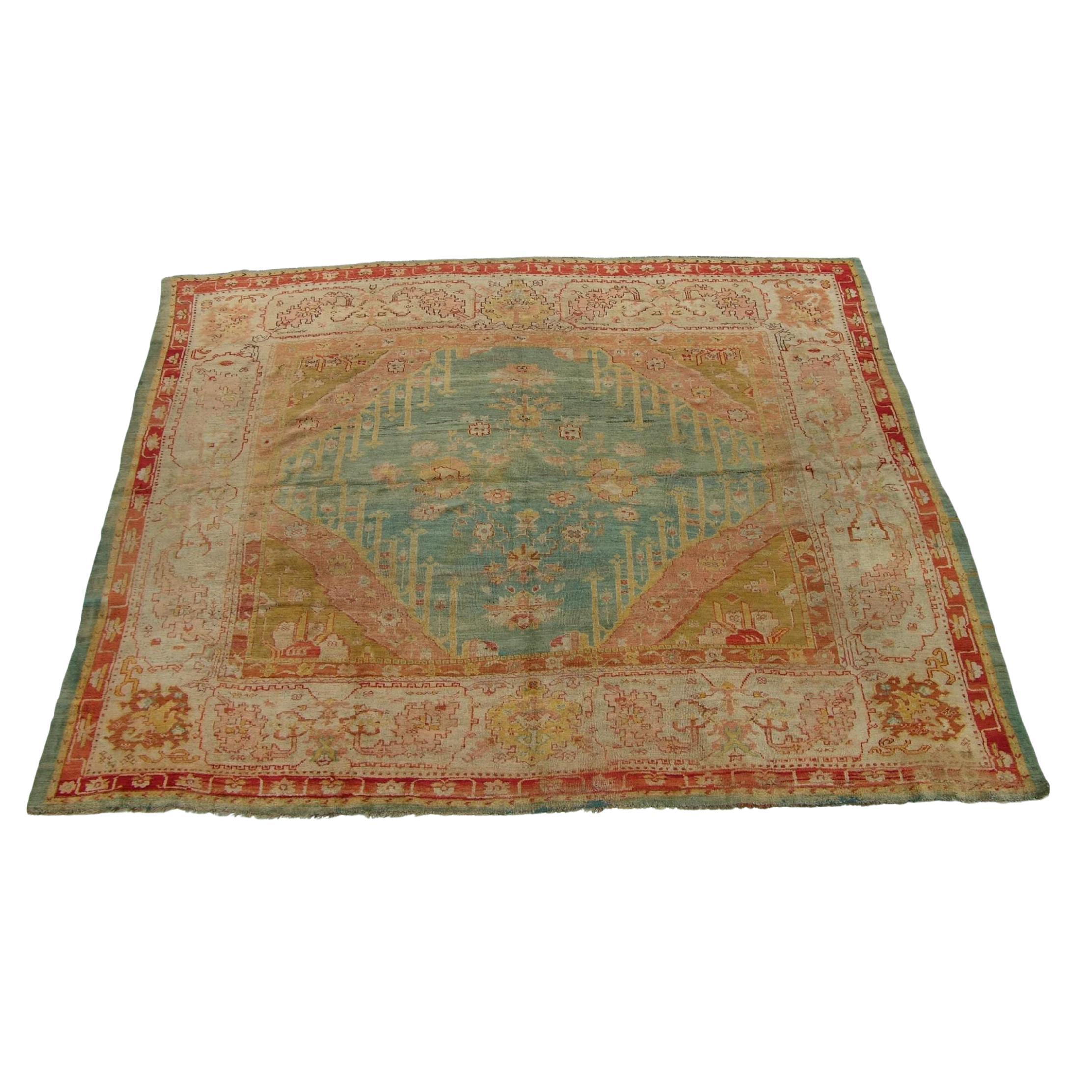 Antiker türkischer Oushak-Teppich aus den 1850er Jahren