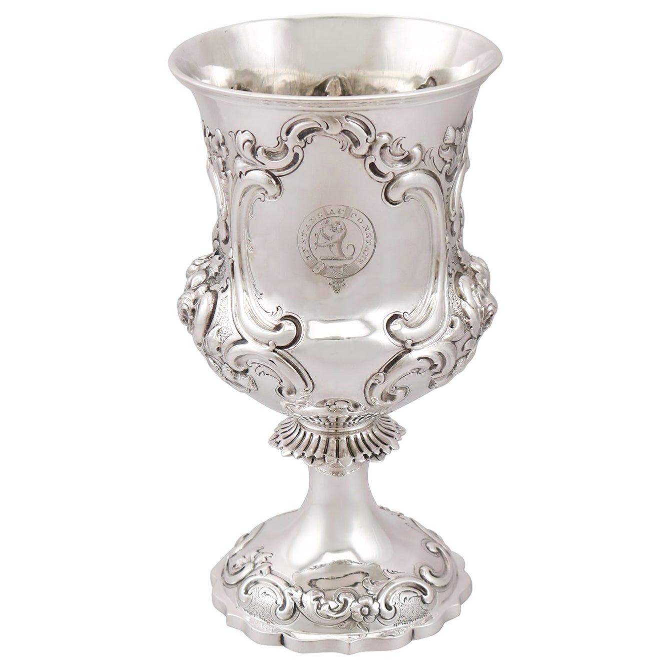 1850s Antique Victorian Sterling Silver Goblet