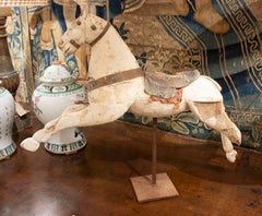 1850s Antique Wooden Rocking Horse for Children with Original Patina