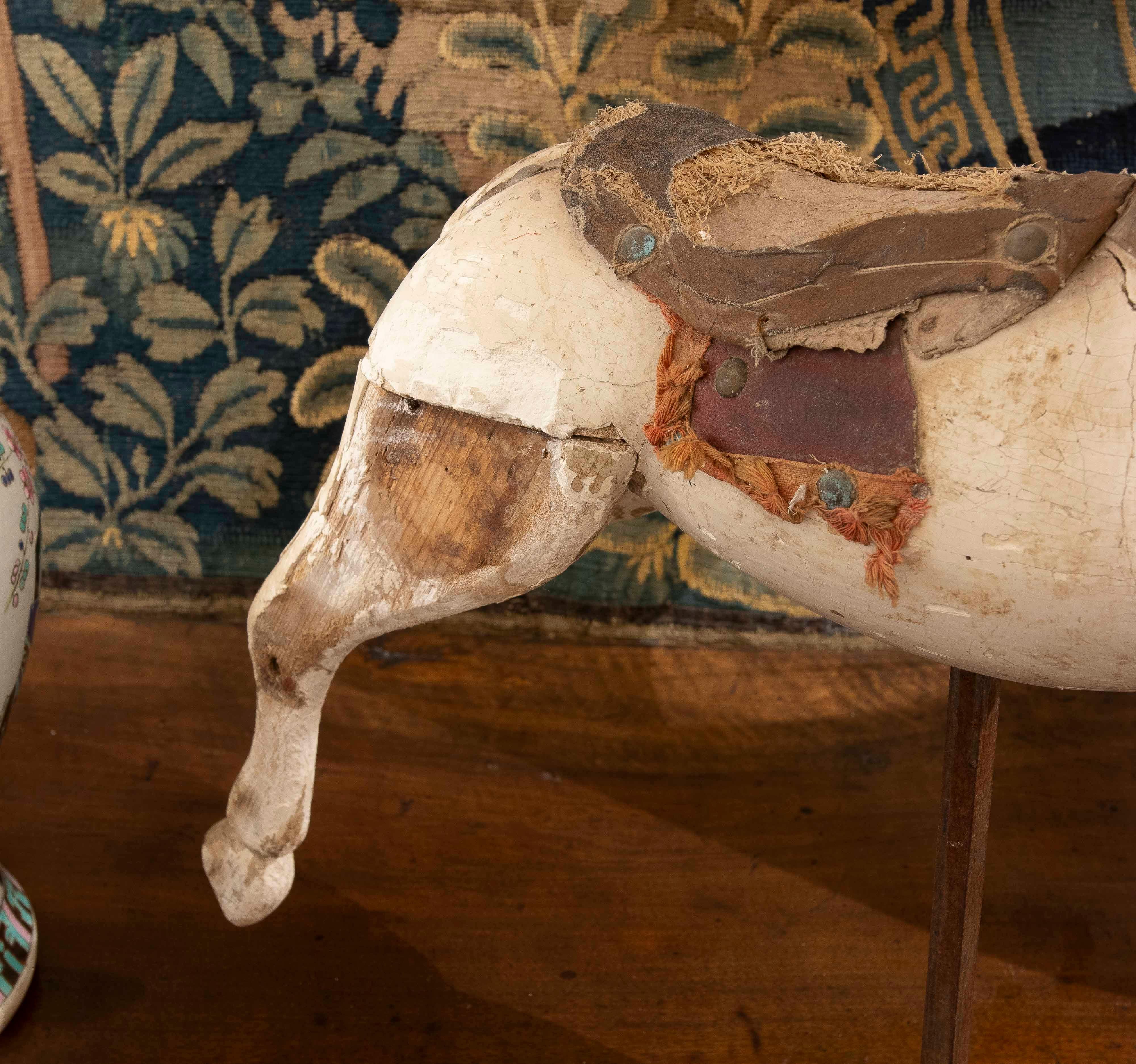 1850s Antique Wooden Rocking Horse for Children with Original Patina In Good Condition For Sale In Marbella, ES