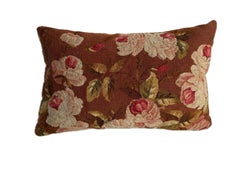 1850s Aubusson Rose Garden Decorative Pillow