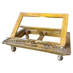 1850s Baroque Style Sicilian Book Stand in Hand-Craved Gilded Wood
