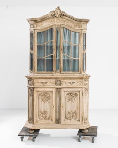 1850s Belgian Rocaille Bleached Oak Vitrine