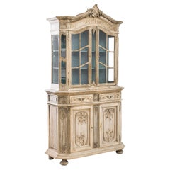 1850s Belgian Rocaille Bleached Oak Vitrine