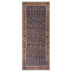1850s Blue 19th Classic Antique Floral NW Handmade Wool Rug Gallery Carpet