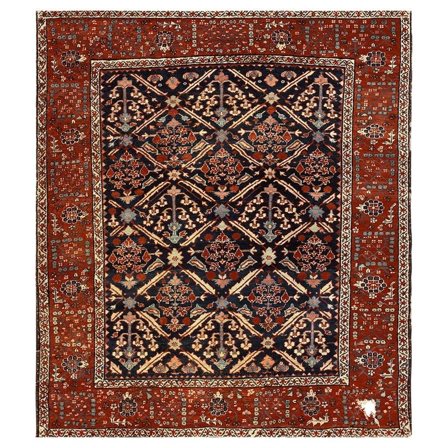 1850s Blau Rustikal Rot Tribal Persisch Bakshaiesh Garten Teppich 5
4" x 6
 Teppich im Angebot
