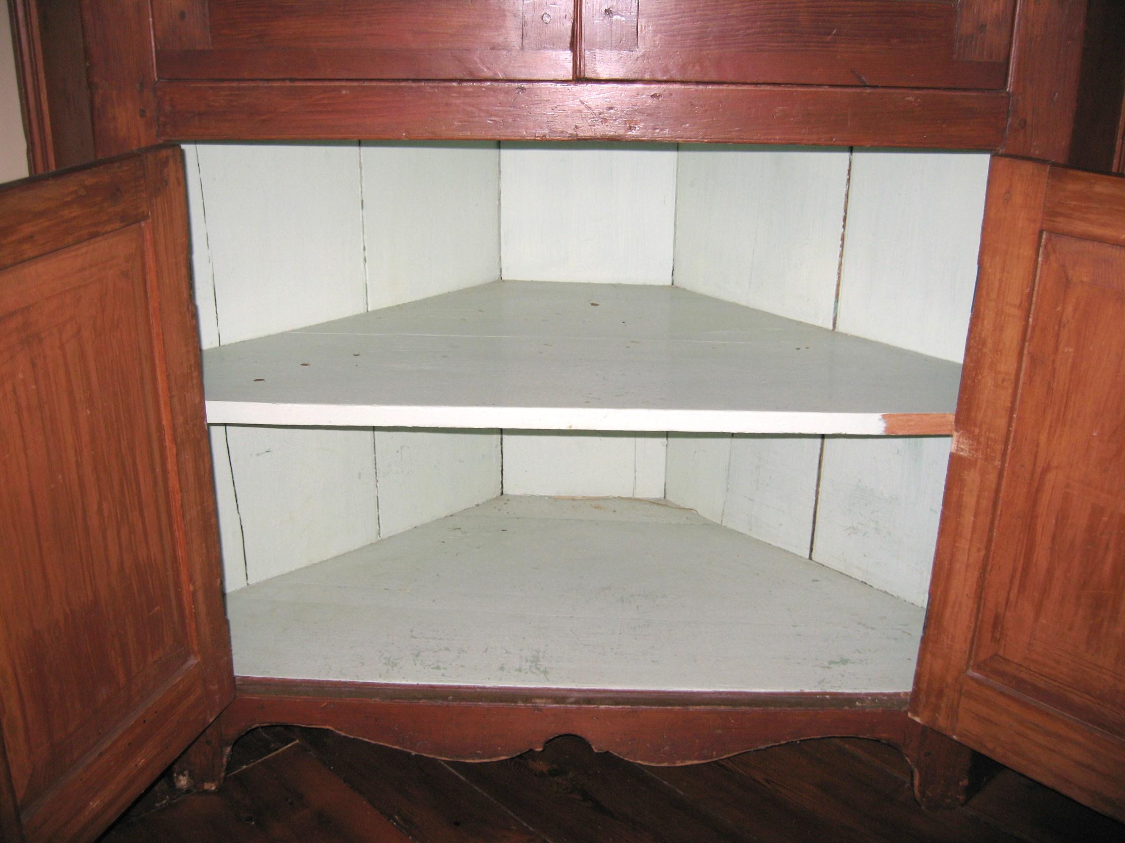 1850s Cherry Corner Cupboard Farm House Rustic Cabinet For Sale 2