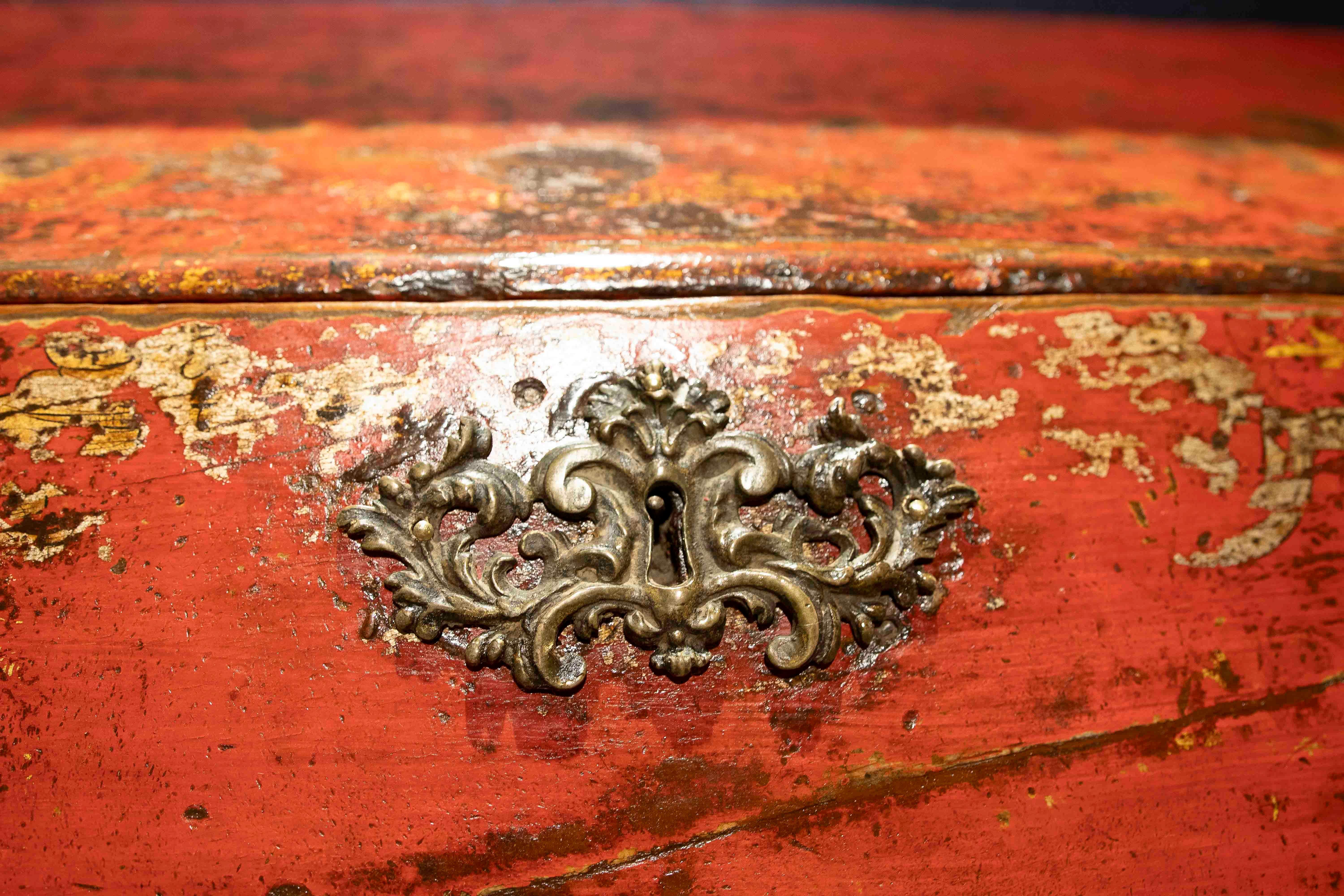 1850s Chinese Lacquered Style Secretaire with Decoration of Traditional Scenes For Sale 5