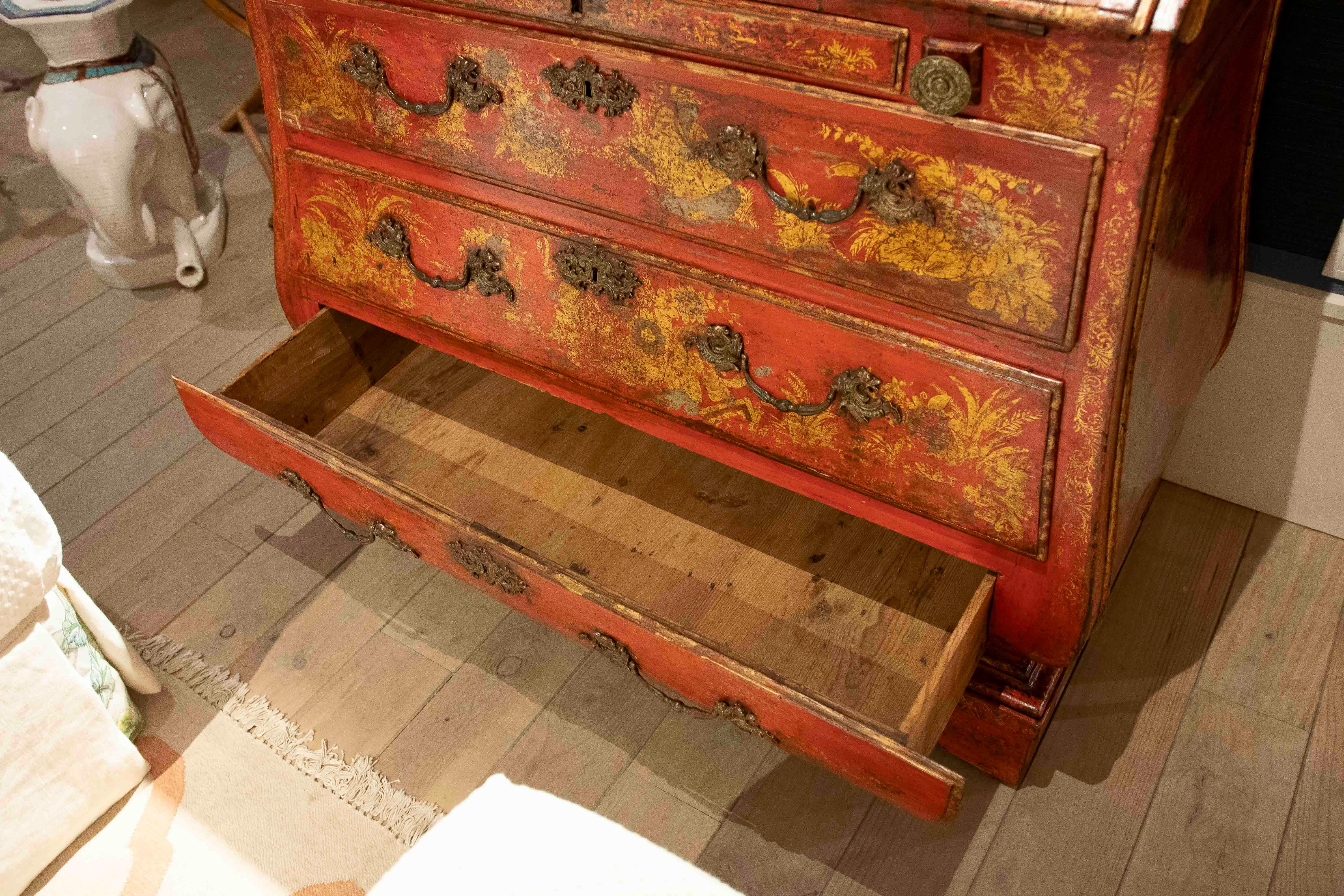 1850s Chinese Lacquered Style Secretaire with Decoration of Traditional Scenes For Sale 12