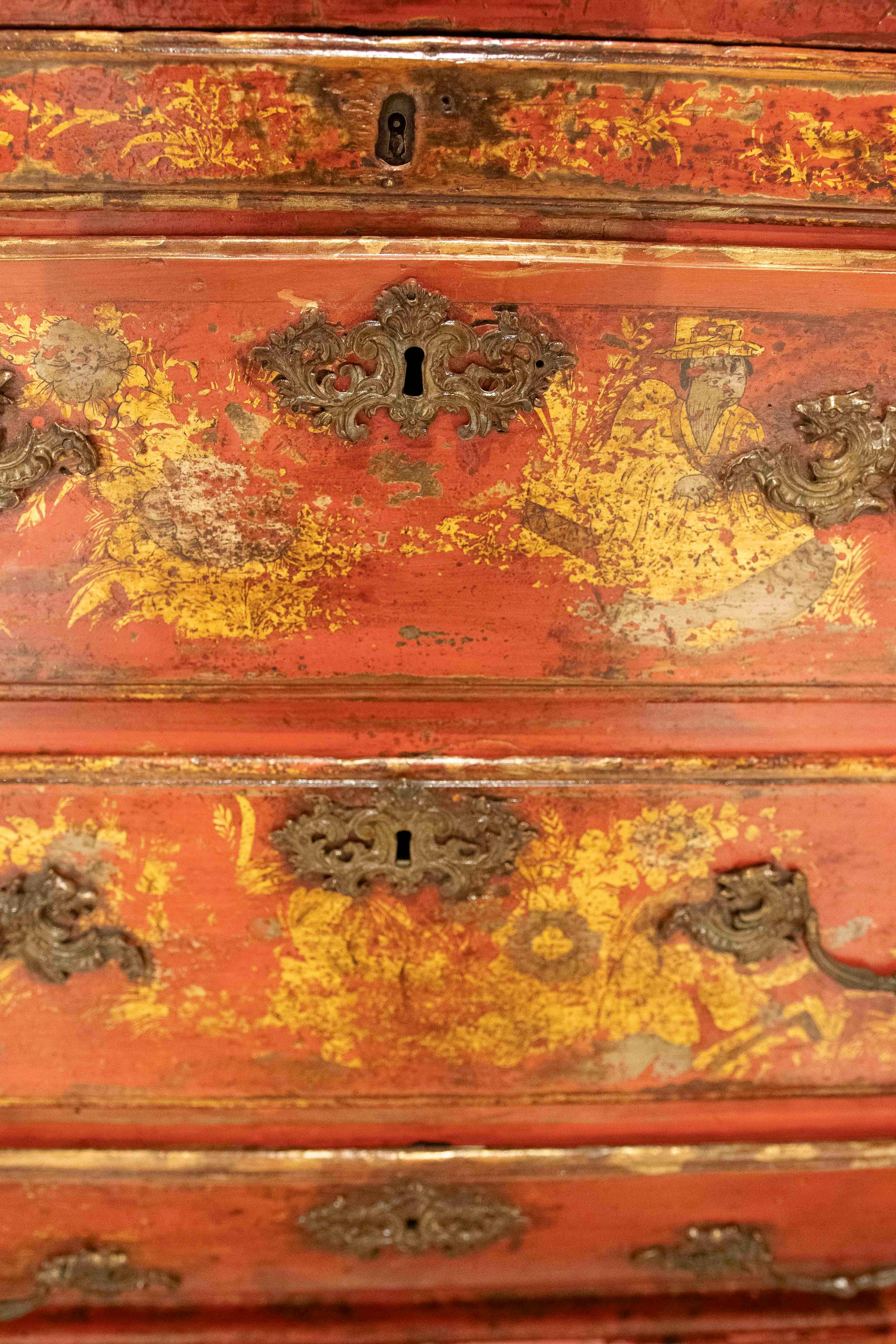 1850s Chinese Lacquered Style Secretaire with Decoration of Traditional Scenes For Sale 13