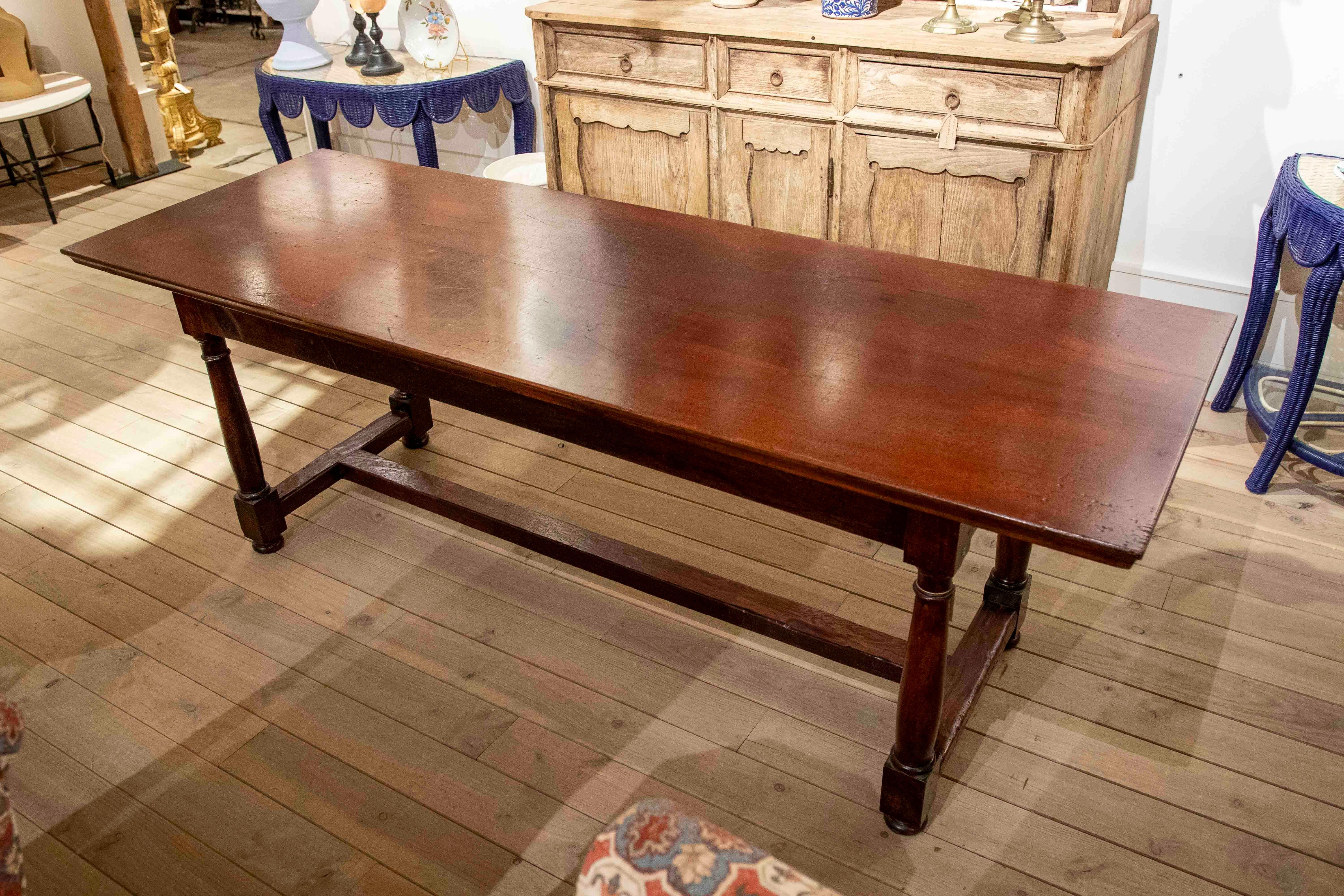 Spanish 1850s Classic Style Rectangular Dining Table in Solid Wood For Sale