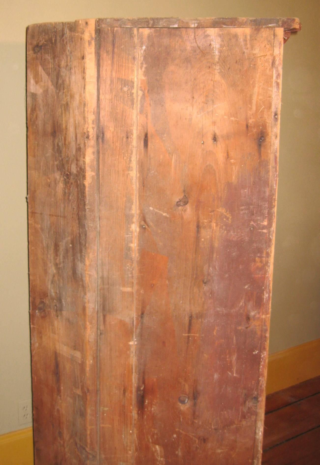 1850s Corner Cupboard Rustic Farm House Pine Cabinet For Sale 9