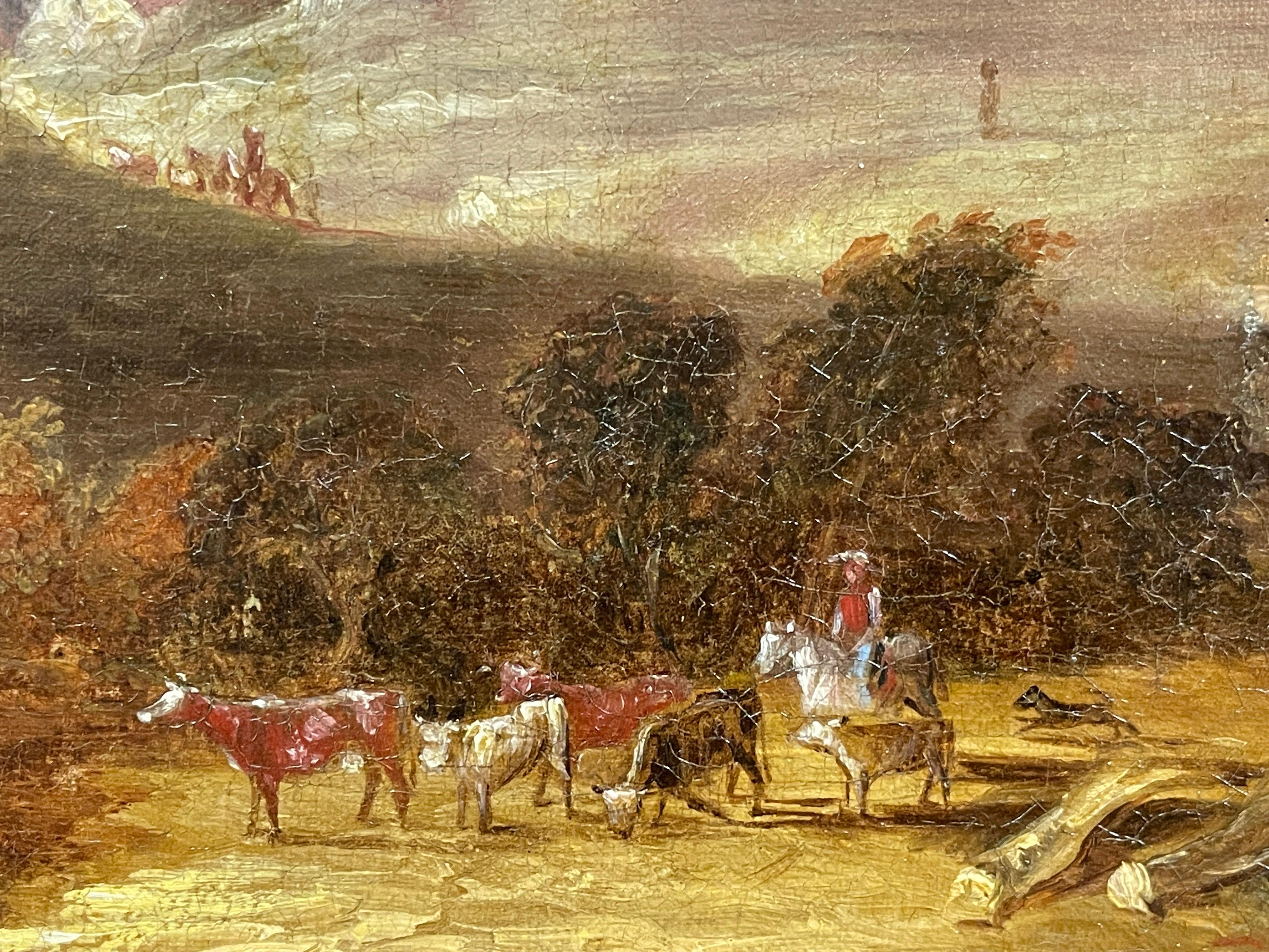 Waterloo Battlefield with 3 Monuments - Butte du Lion, Antique Oil Painting For Sale 3