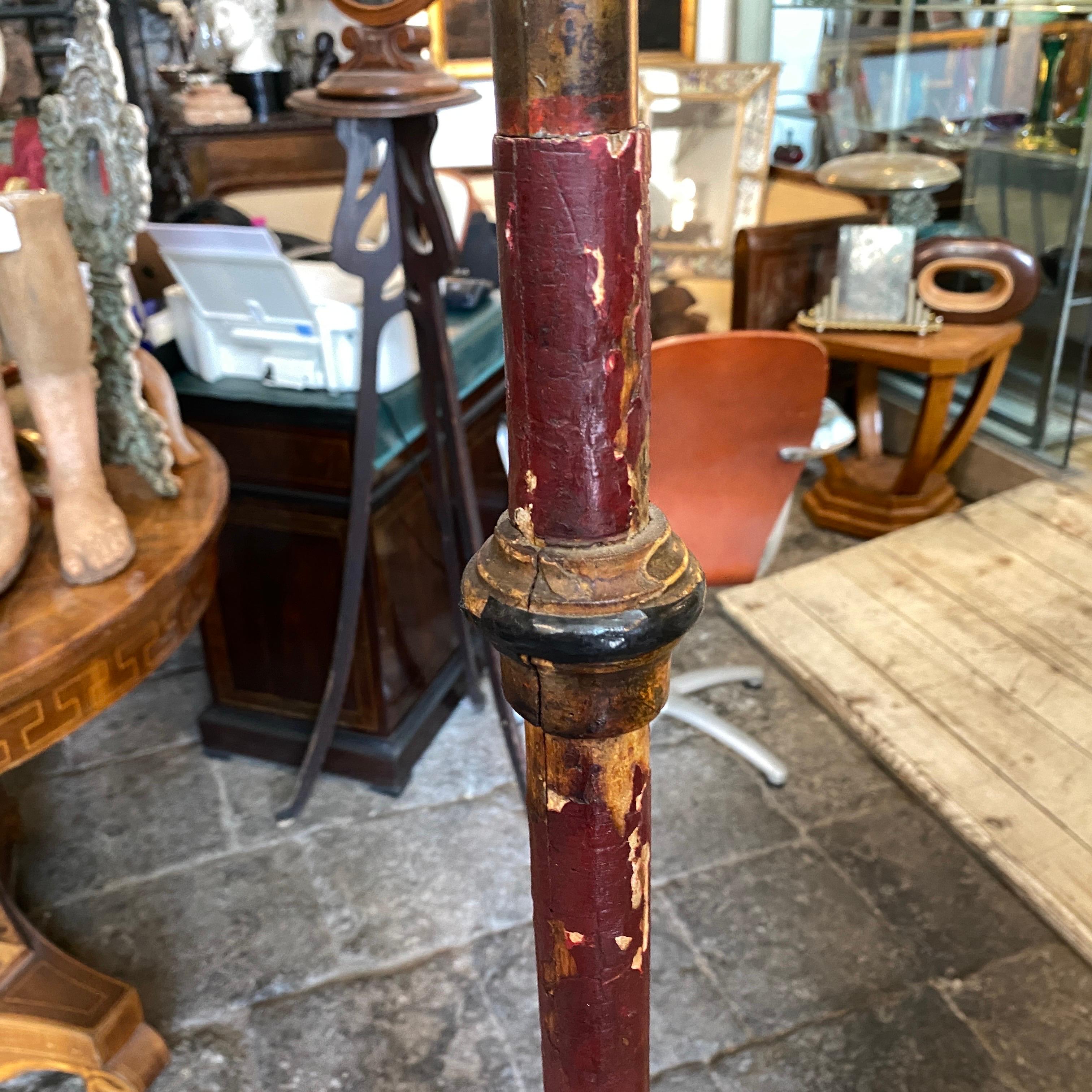 Sicilian 1850s Pair of wood and painted iron religious parade lampposts  For Sale