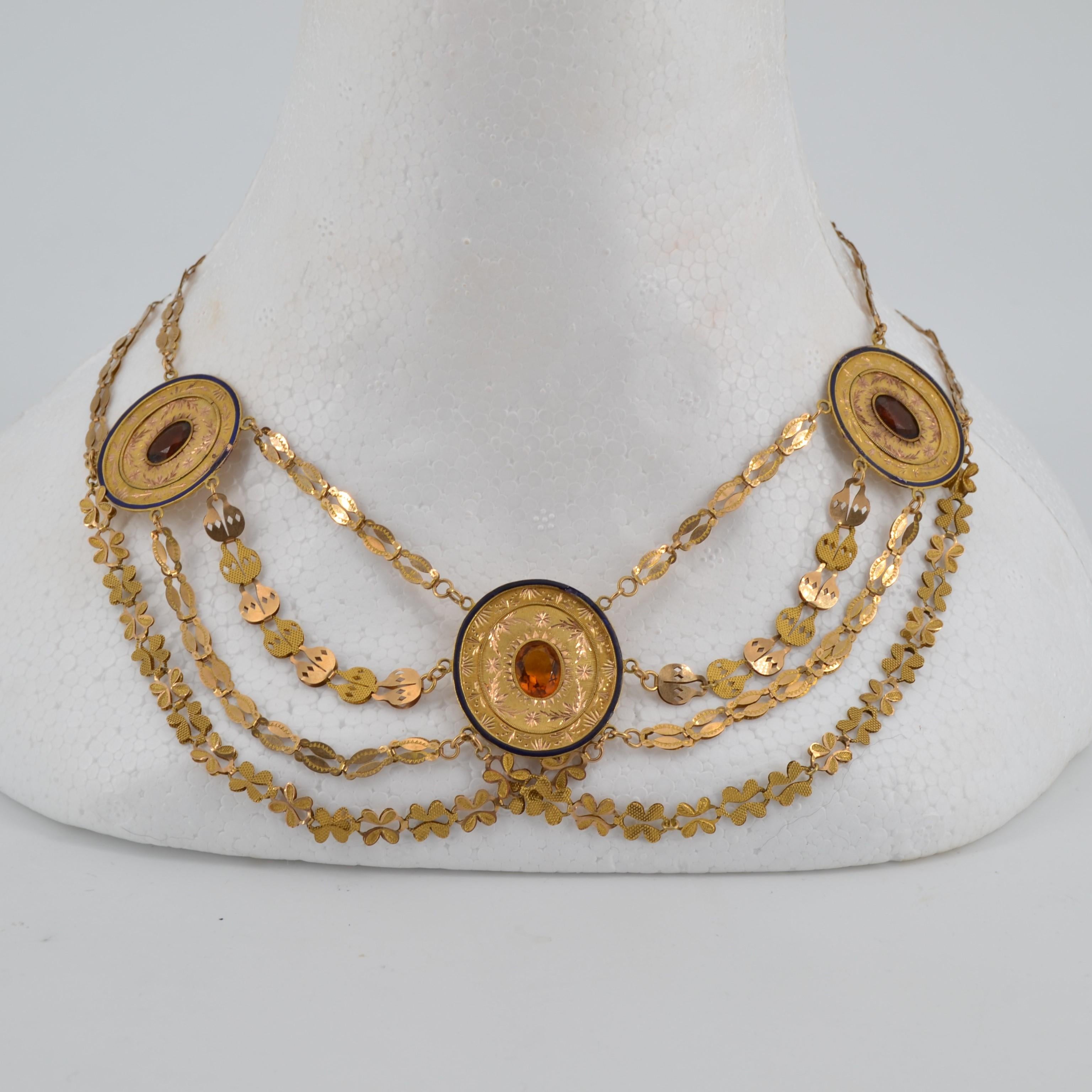 1850s French Antique Enamel Gold Necklace 2