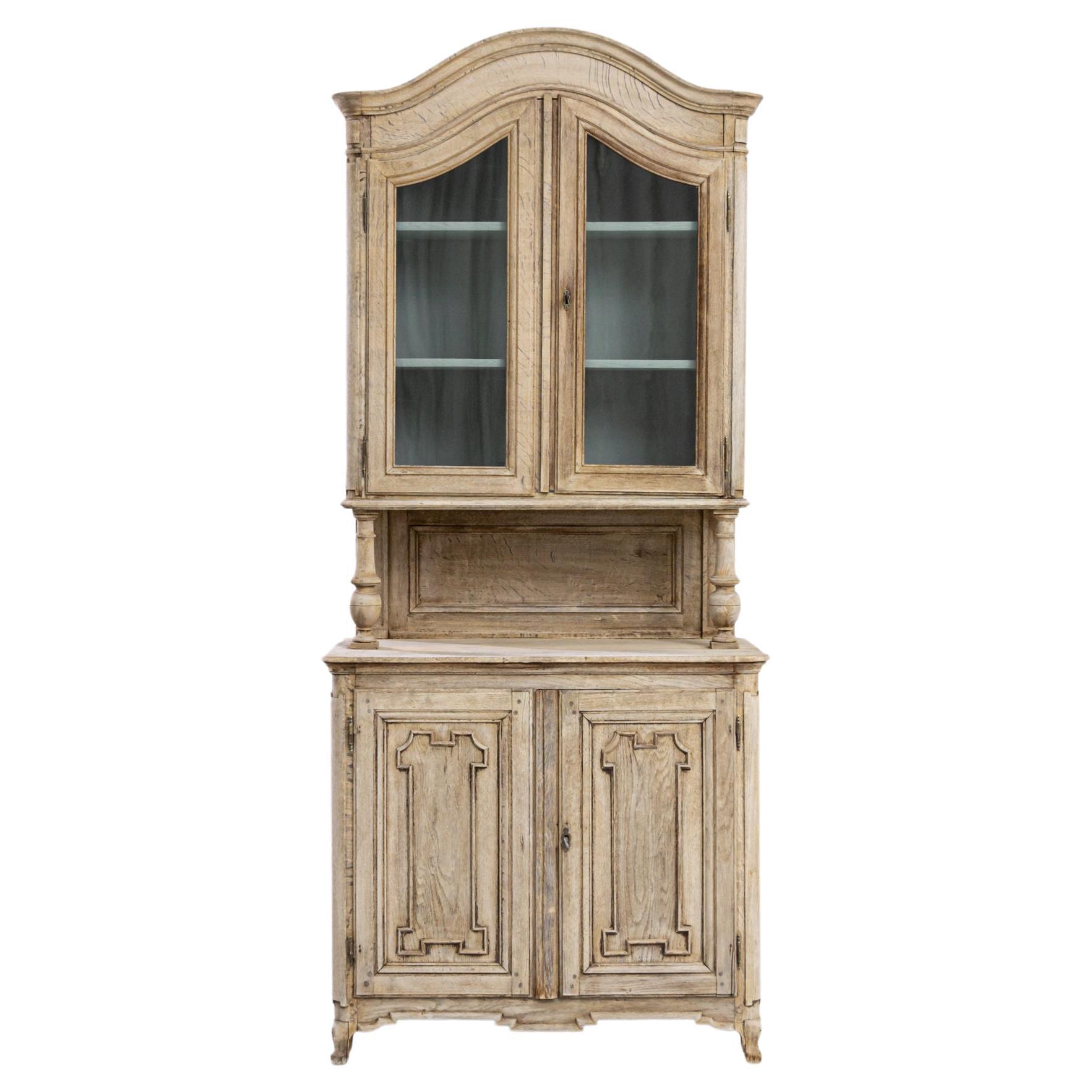 1850s French Bleached Oak Vitrine For Sale