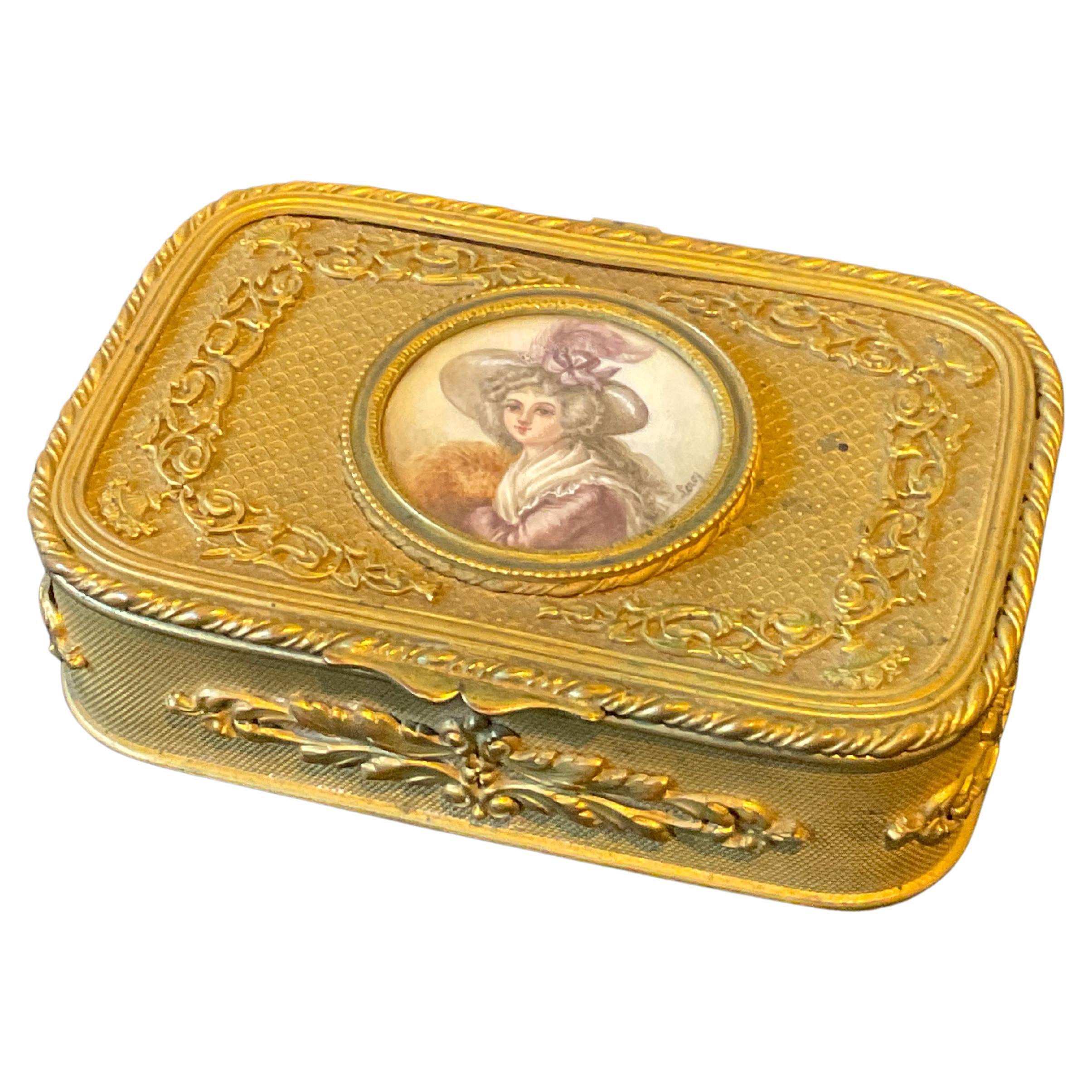 1850s French Bronze Portrait Box For Sale