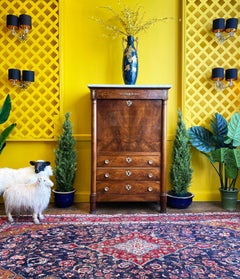 1850s French Empire Secretaire a Abattant Brul Mahogany Secretary Desk