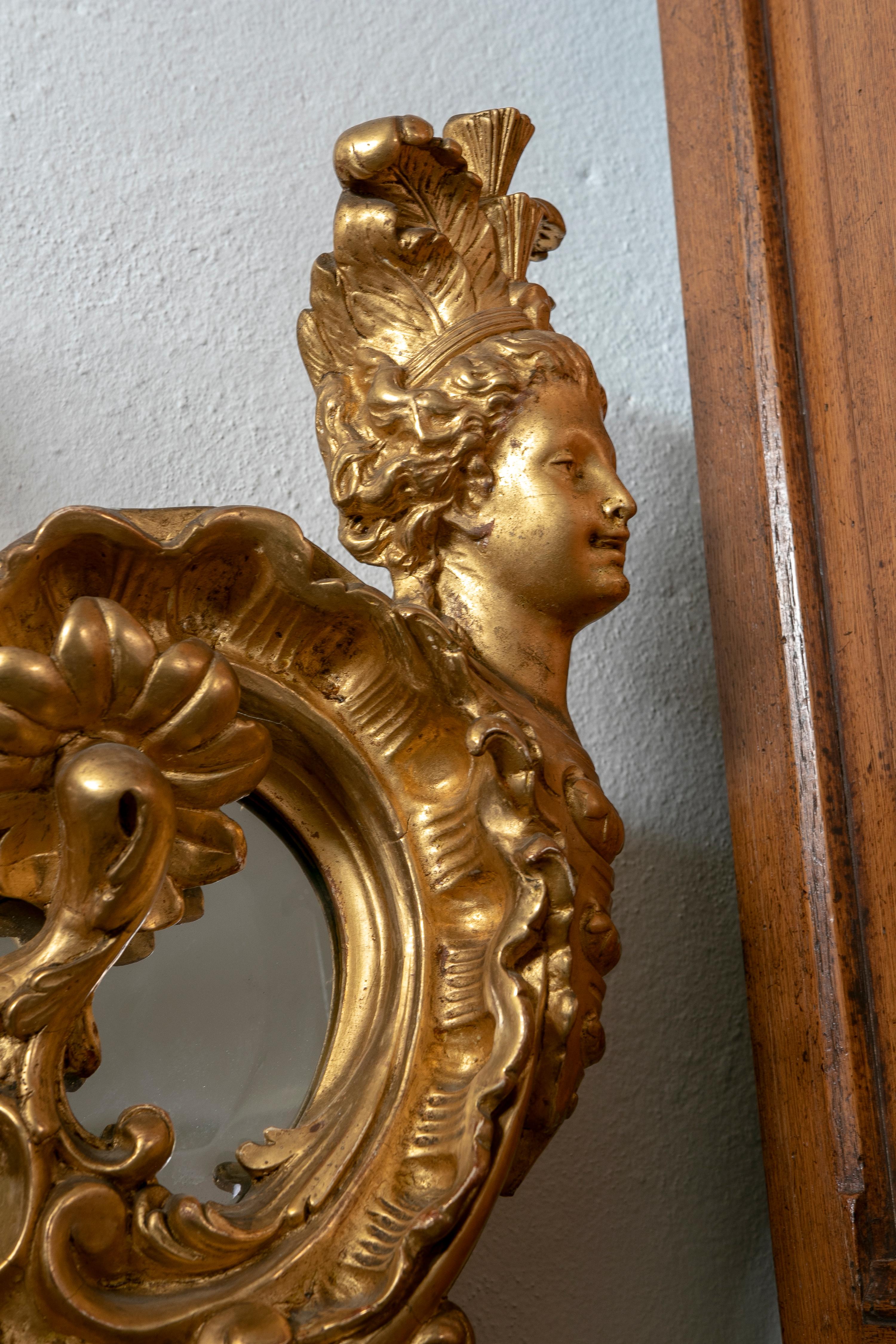 1850s French Gold Giltwood Wall Mirror w/ Acanthus Leaf Scrolls Decoration 11