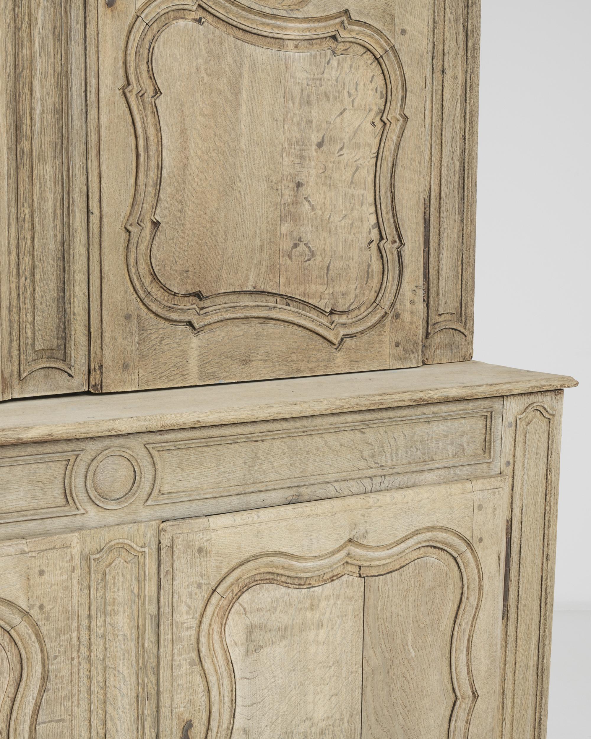 Bleached 1850s, French Oak Buffet a Deux Corps