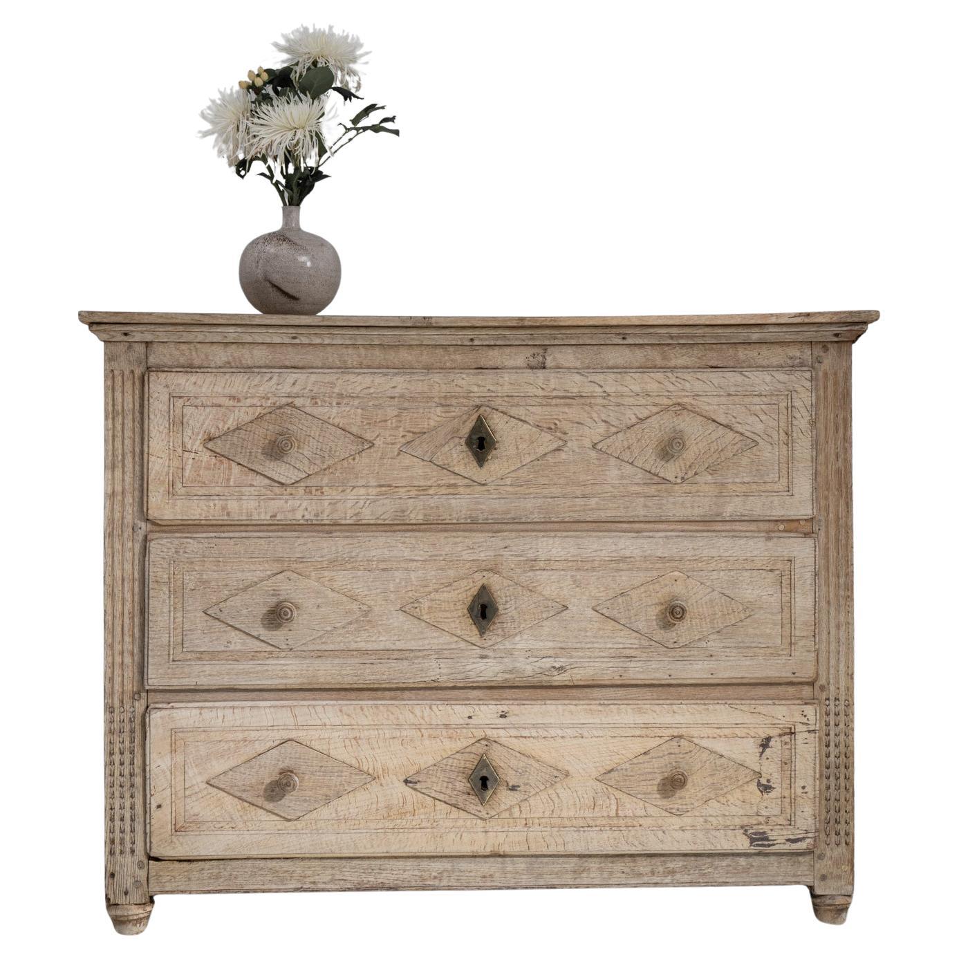 1850s French Oak Gustavian Style Chest Of Drawers For Sale