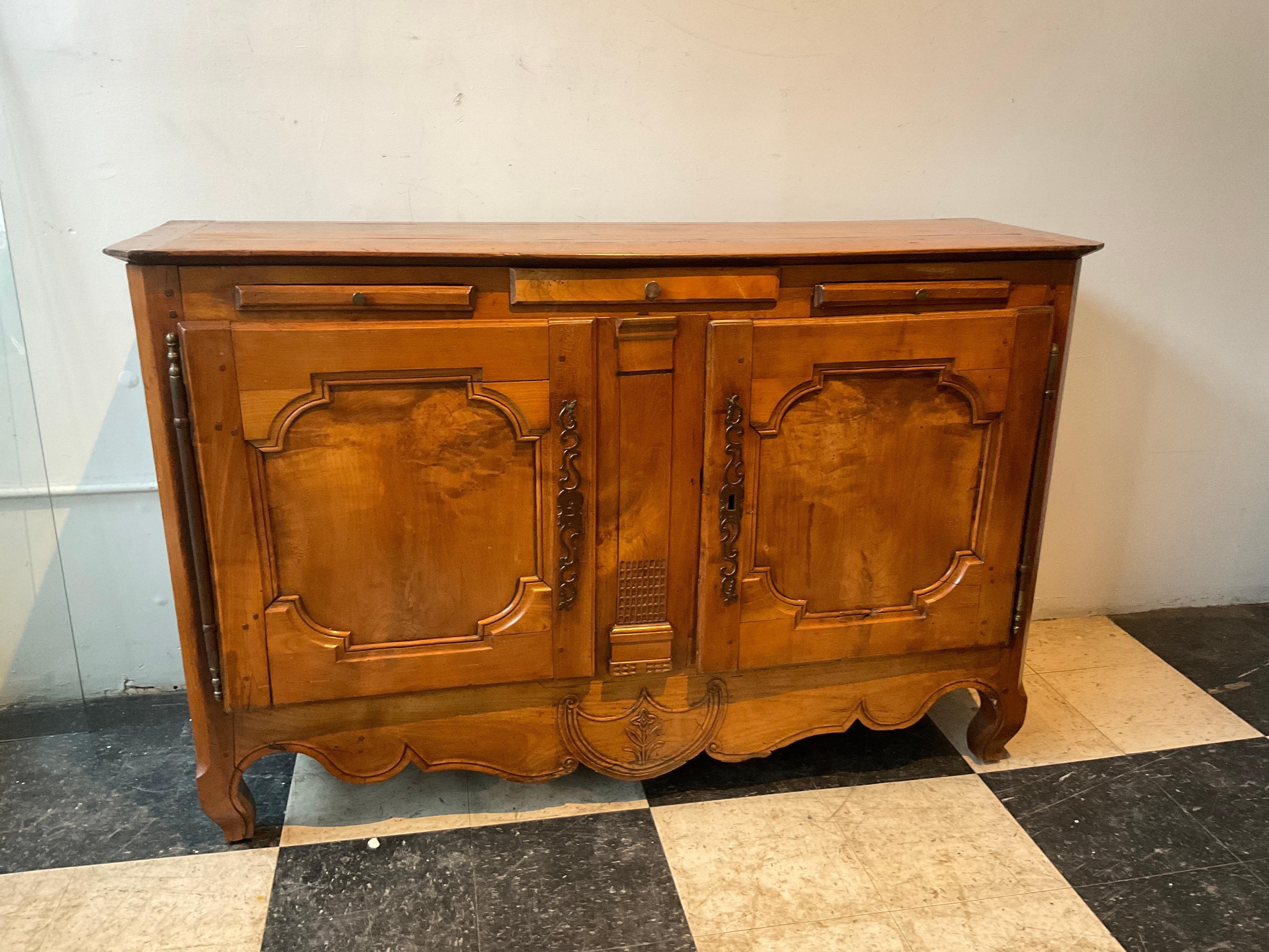 1850s French Provincial buffet. Inside lined with fabric.