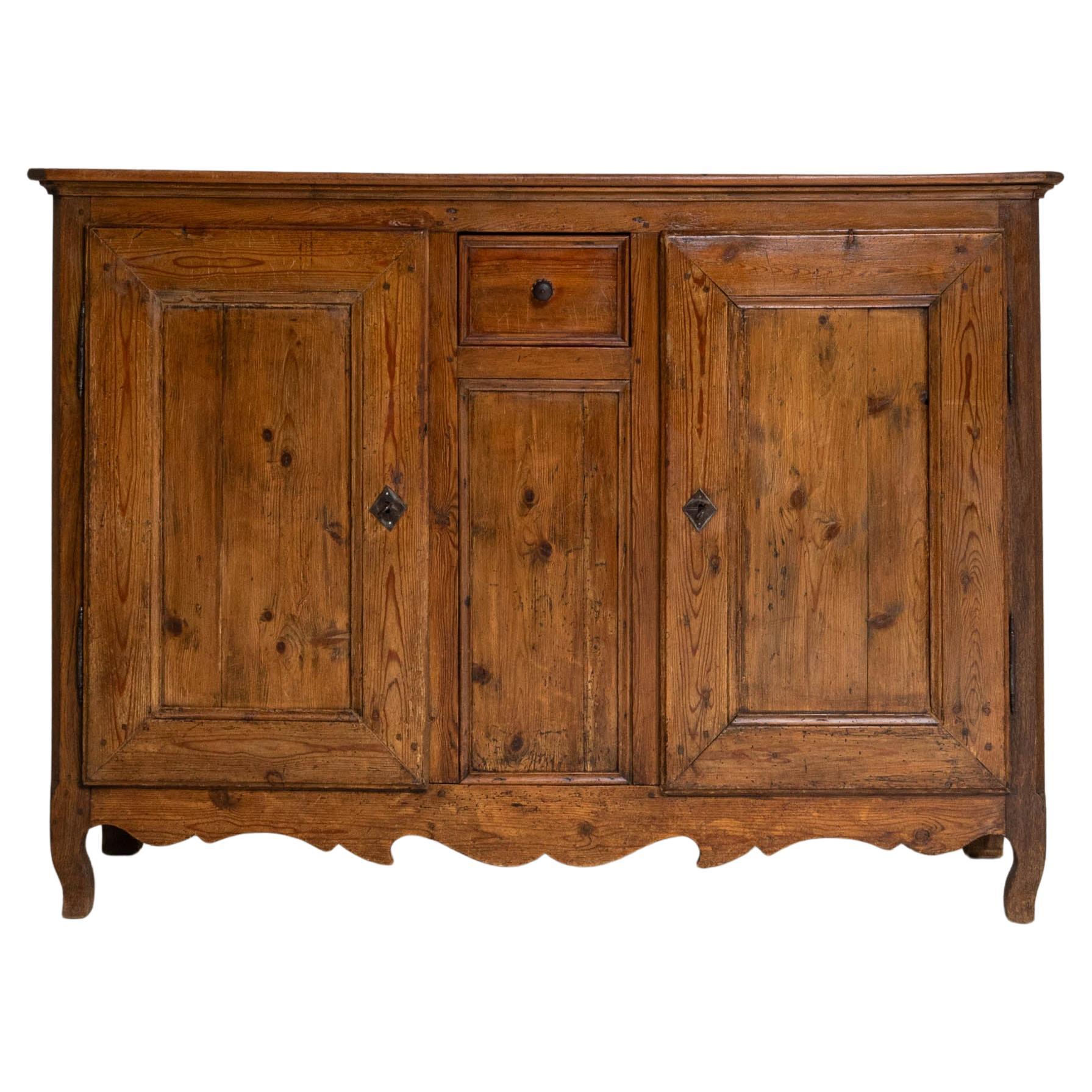1850s French Provincial Pine Buffet In Original Patina