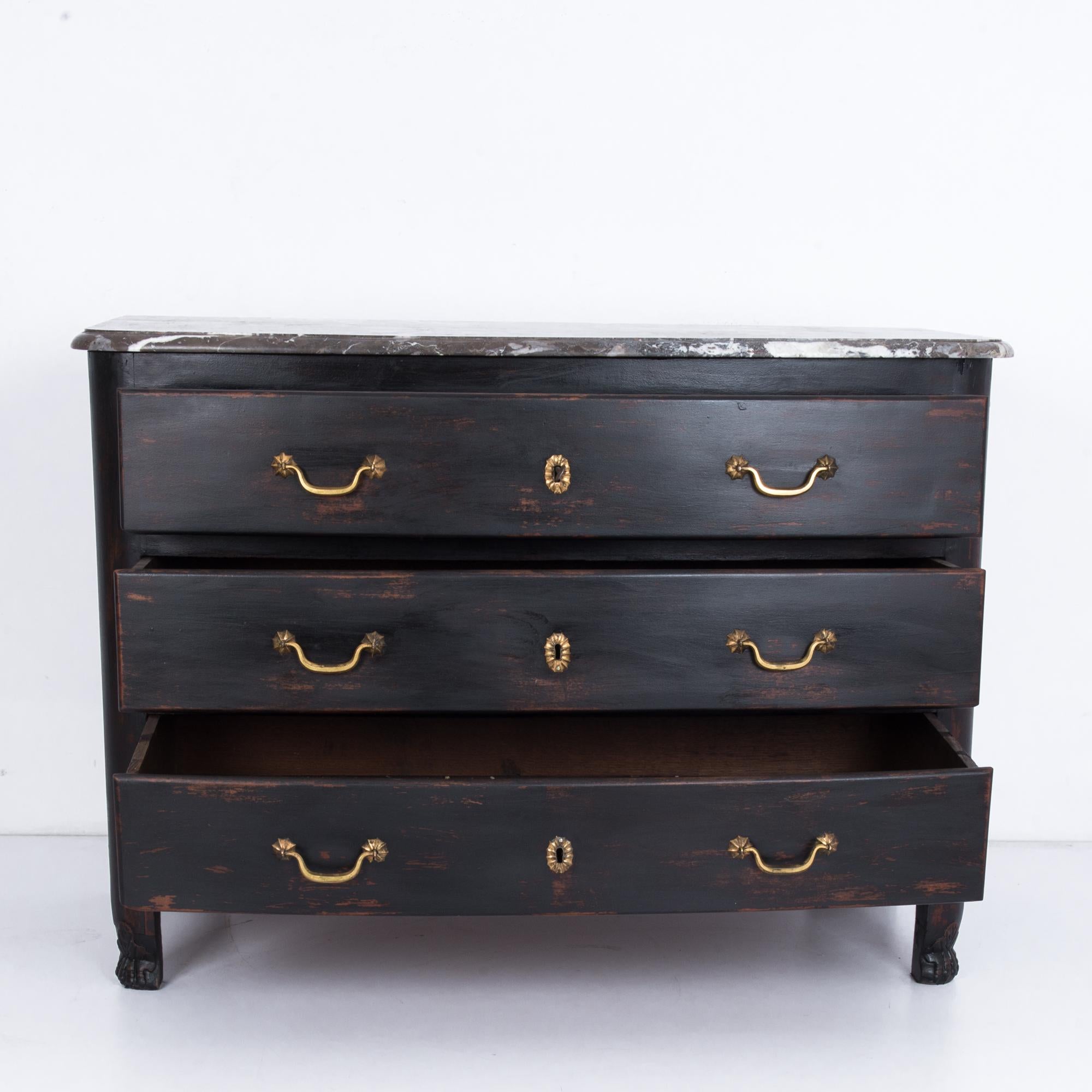 1850s French Wood and Marble Chest of Drawers In Good Condition In High Point, NC