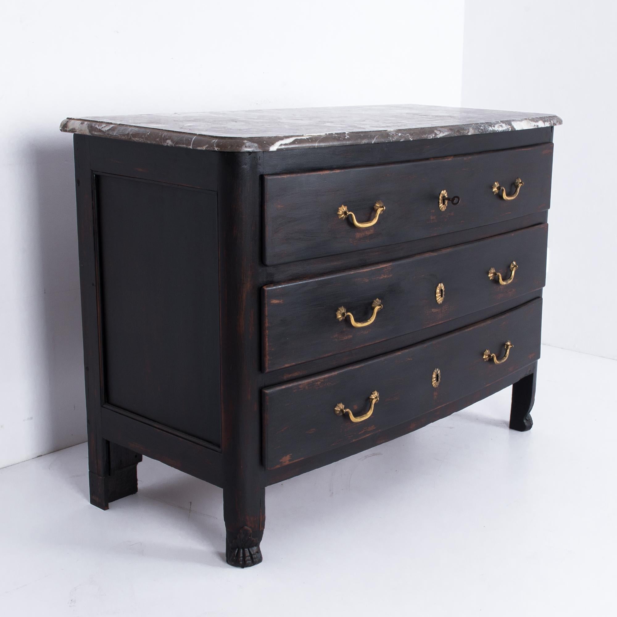 19th Century 1850s French Wood and Marble Chest of Drawers