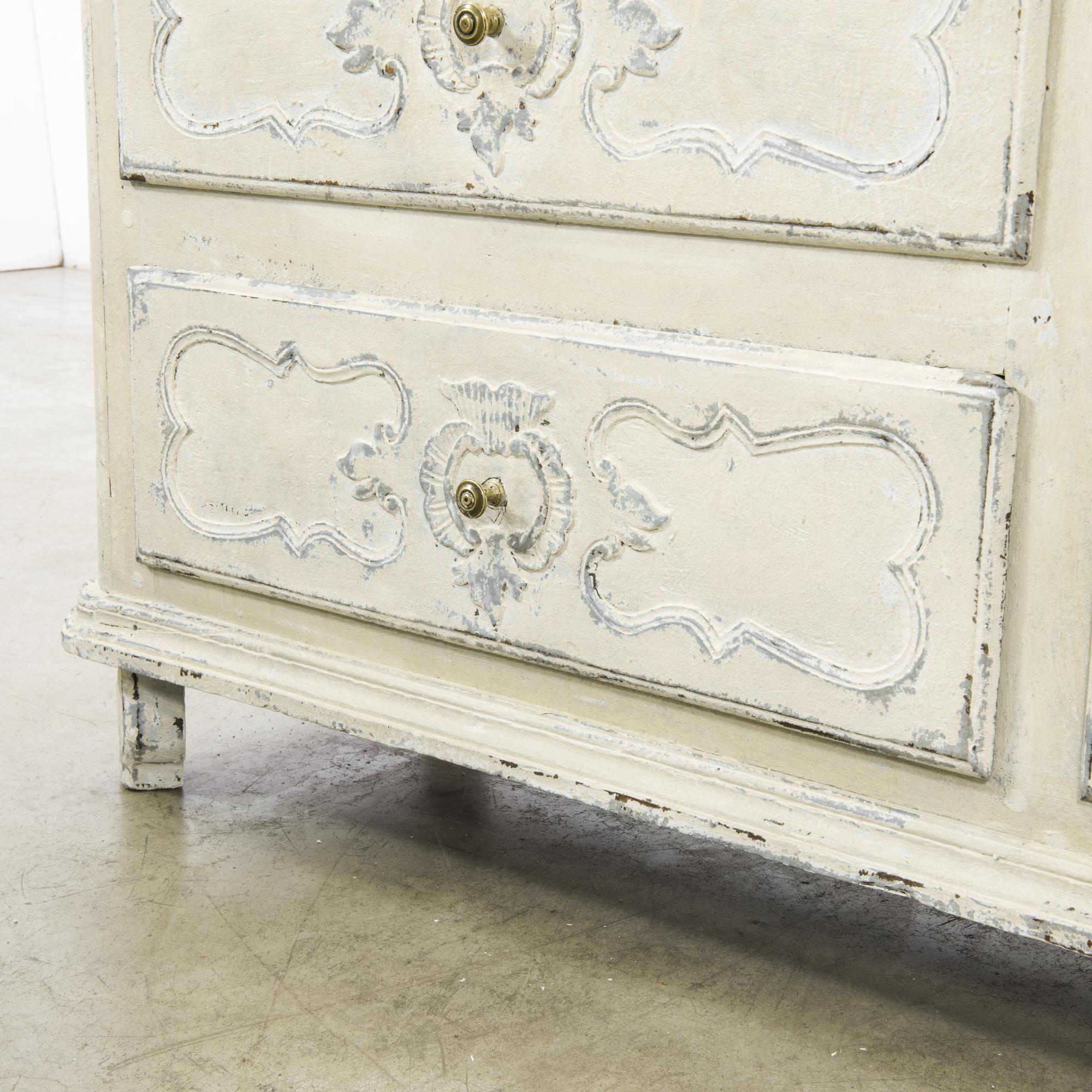 1850s French Wooden White Patinated Chest of Drawers 6