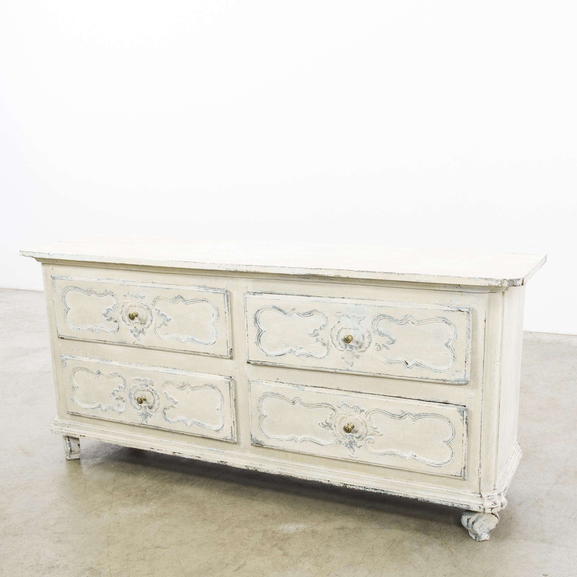 1850s French Wooden White Patinated Chest of Drawers 7