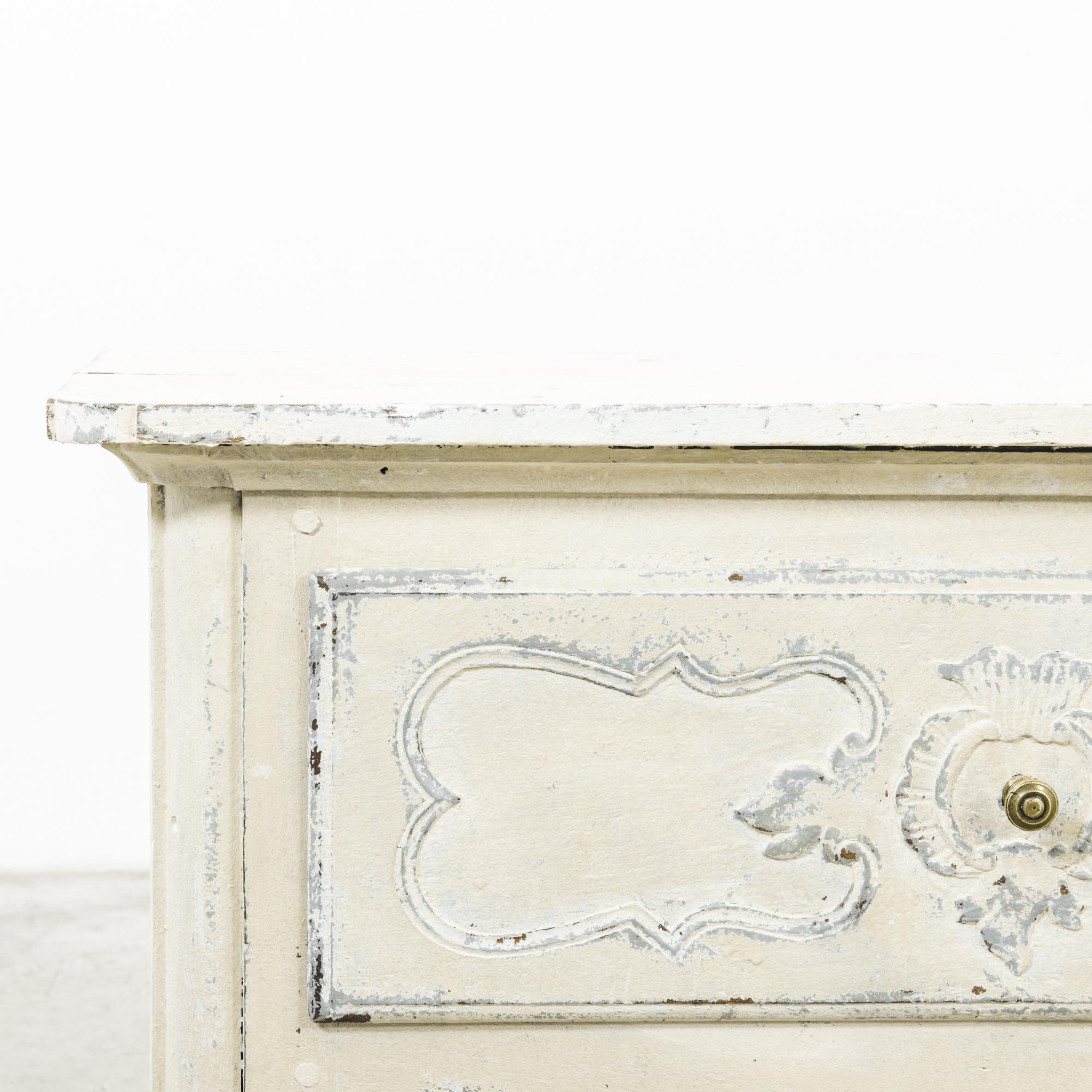 19th Century 1850s French Wooden White Patinated Chest of Drawers