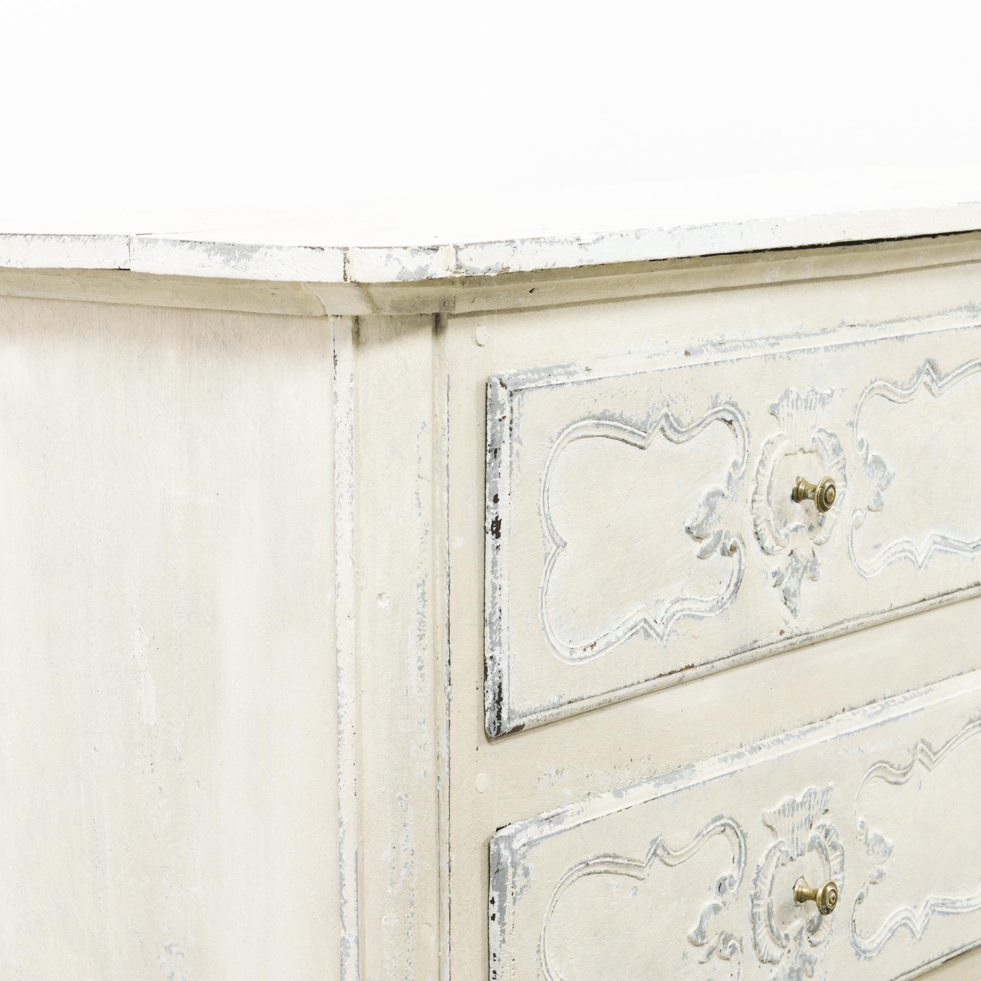 1850s French Wooden White Patinated Chest of Drawers 1