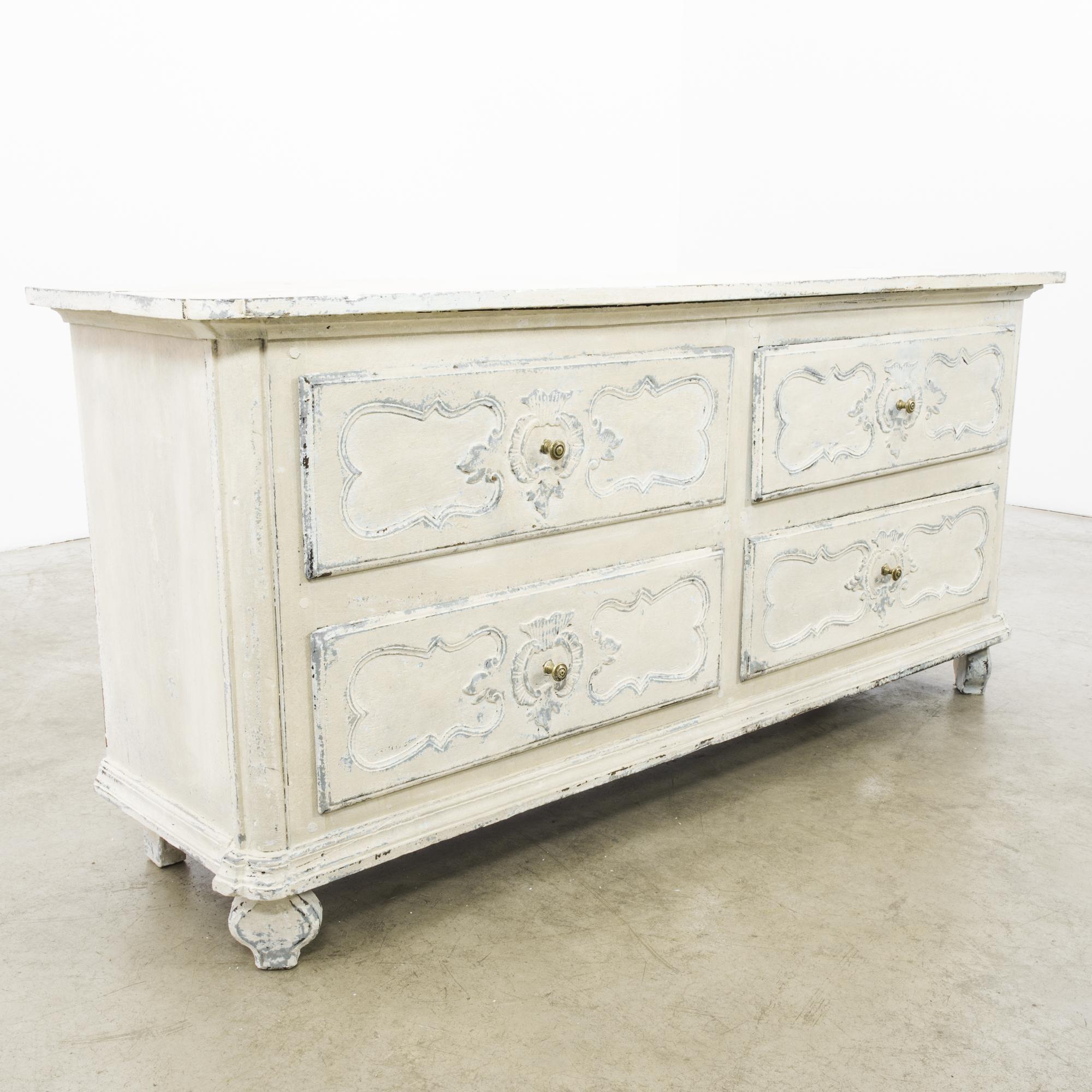 1850s French Wooden White Patinated Chest of Drawers 2