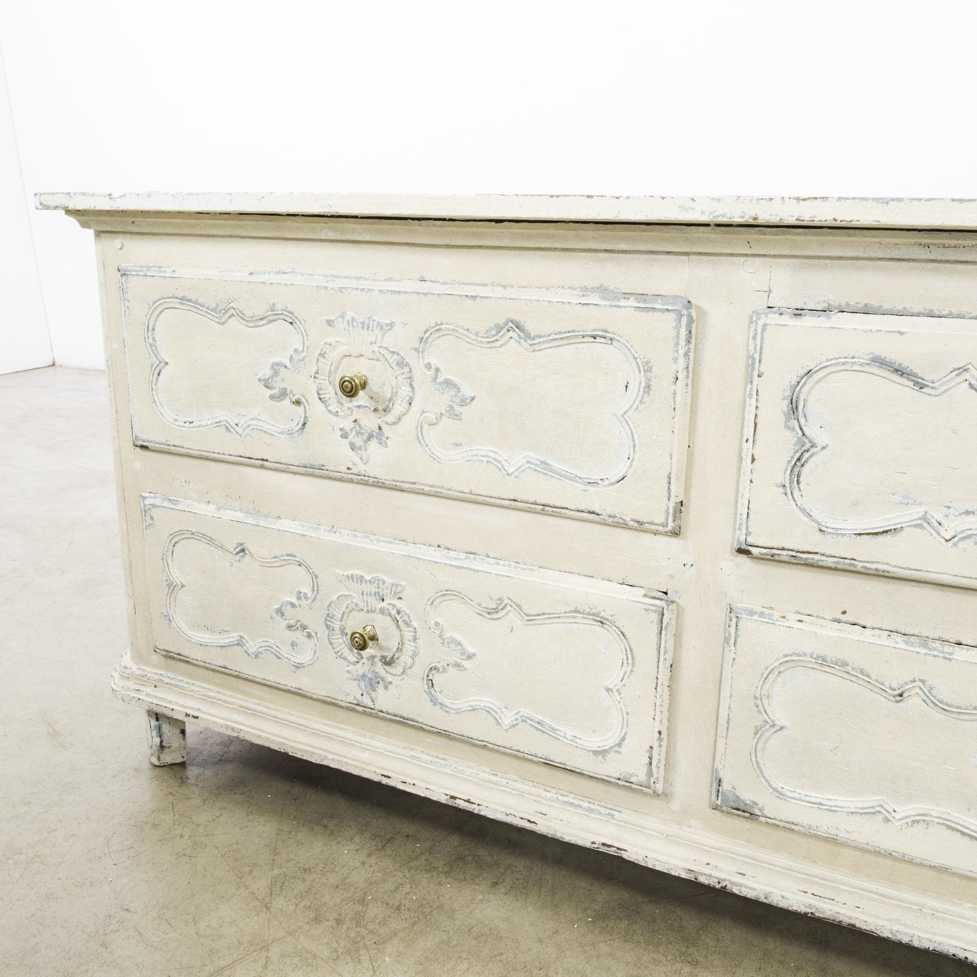 1850s French Wooden White Patinated Chest of Drawers 4