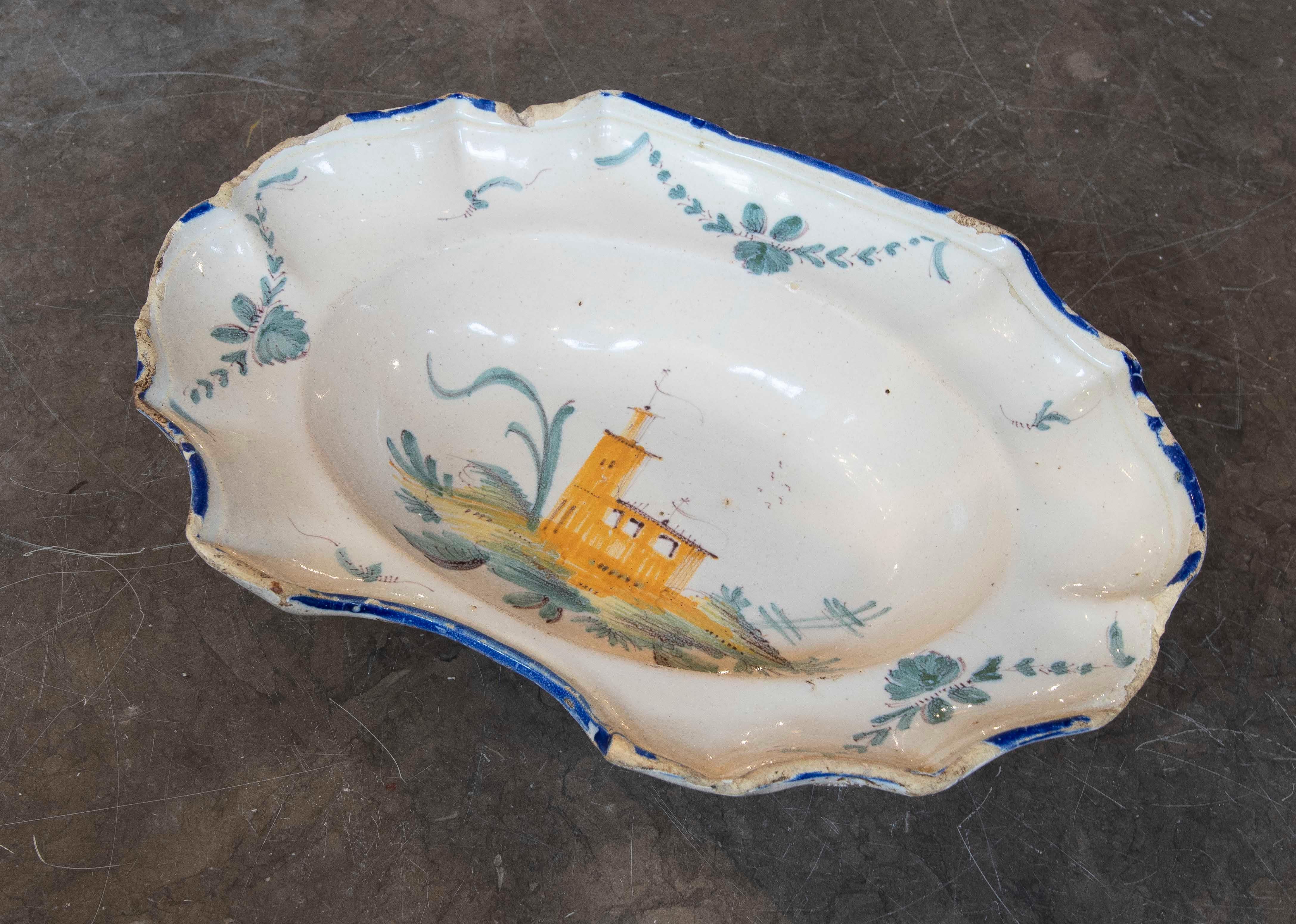1850 Pintado a mano  Plato de cerámica decorativo de estilo europeo Español en venta
