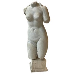 1850s Italian Carved Marble Female Torso