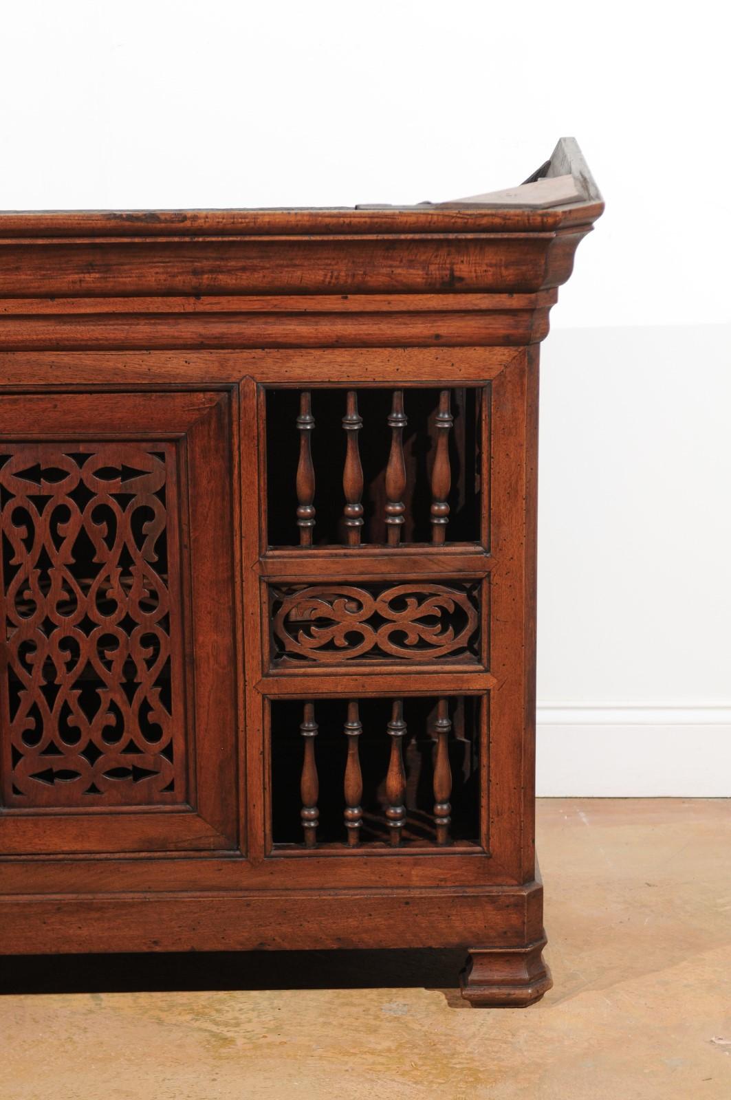 1850s, Louis Philippe French Dauphinoise Walnut Panetière with Openwork Motifs 1