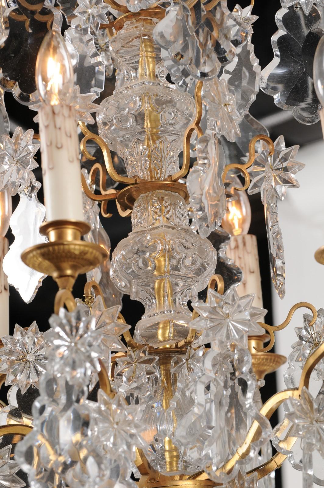 1850s Napoleon III Six-Light Crystal and Brass Chandelier with Pendeloques For Sale 9