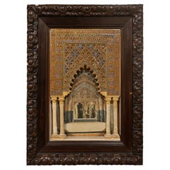 1850s Nasrid Marquetry Model with Relief Work Inspired by the Mosque of Córdoba.