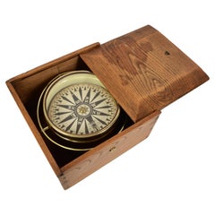 1850s Nautical Dry Compass Signed C.E.H. Antique Original Navigation Instrument