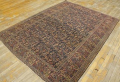 1850s Navy Allover Floral Vine Paisley Antique Persian Moud Rug 5'9"x7'9" Carpet