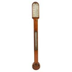 Antique 1850s Oak Wood Stick Barometer Weather Measuring Instrument Negretti & Zambra
