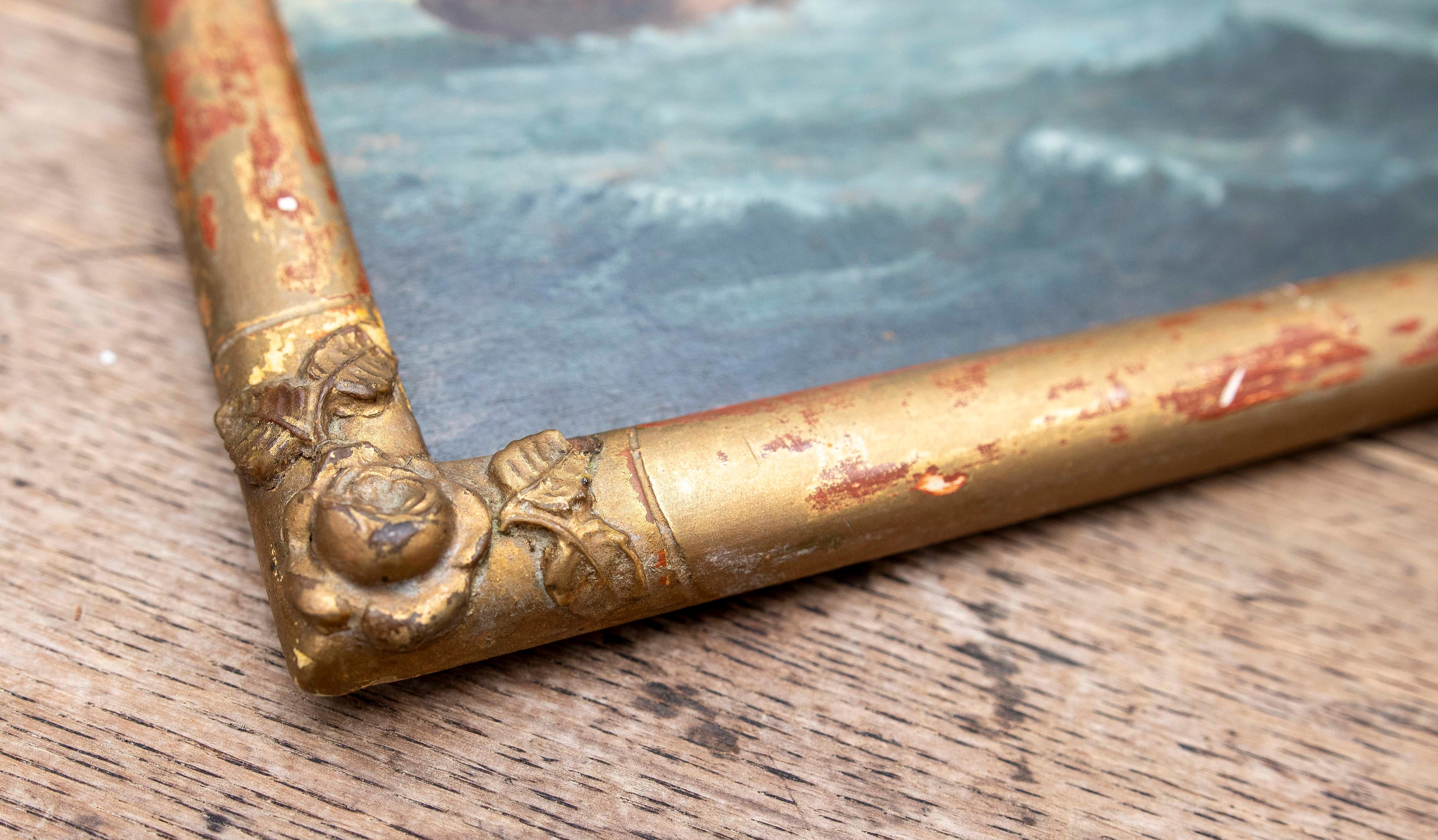 Década de 1850 Pintado sobre tabla Batalla naval , Firmado y enmarcado. Inglaterra. en venta 12